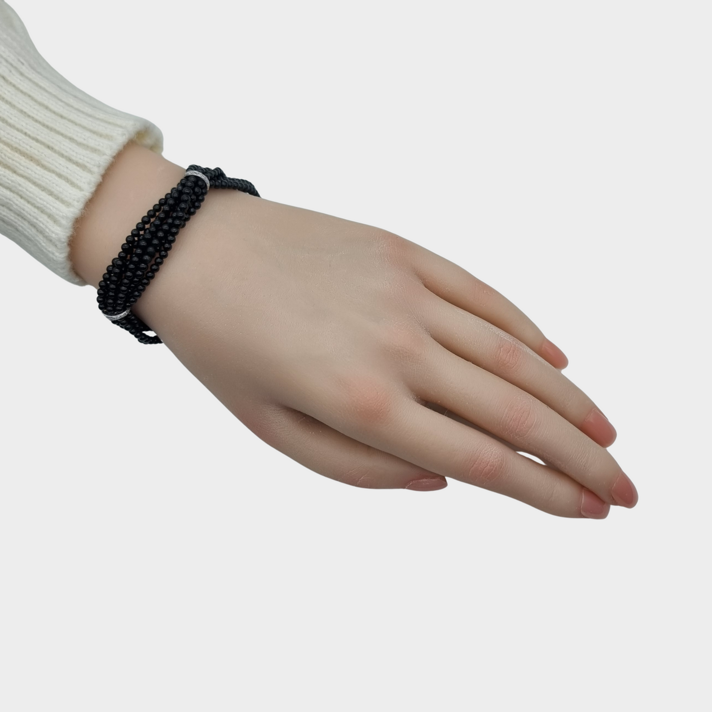 Omphacite Jadeite Jade Beads Bracelet in White Gold with Diamonds