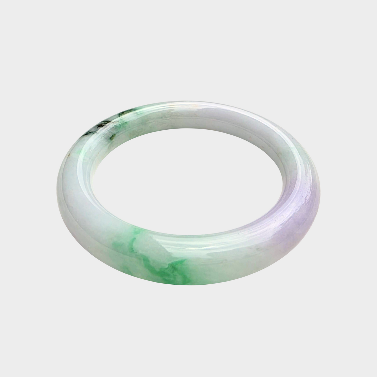 Green and Lavender Jadeite Jade Bangle - 53mm Round