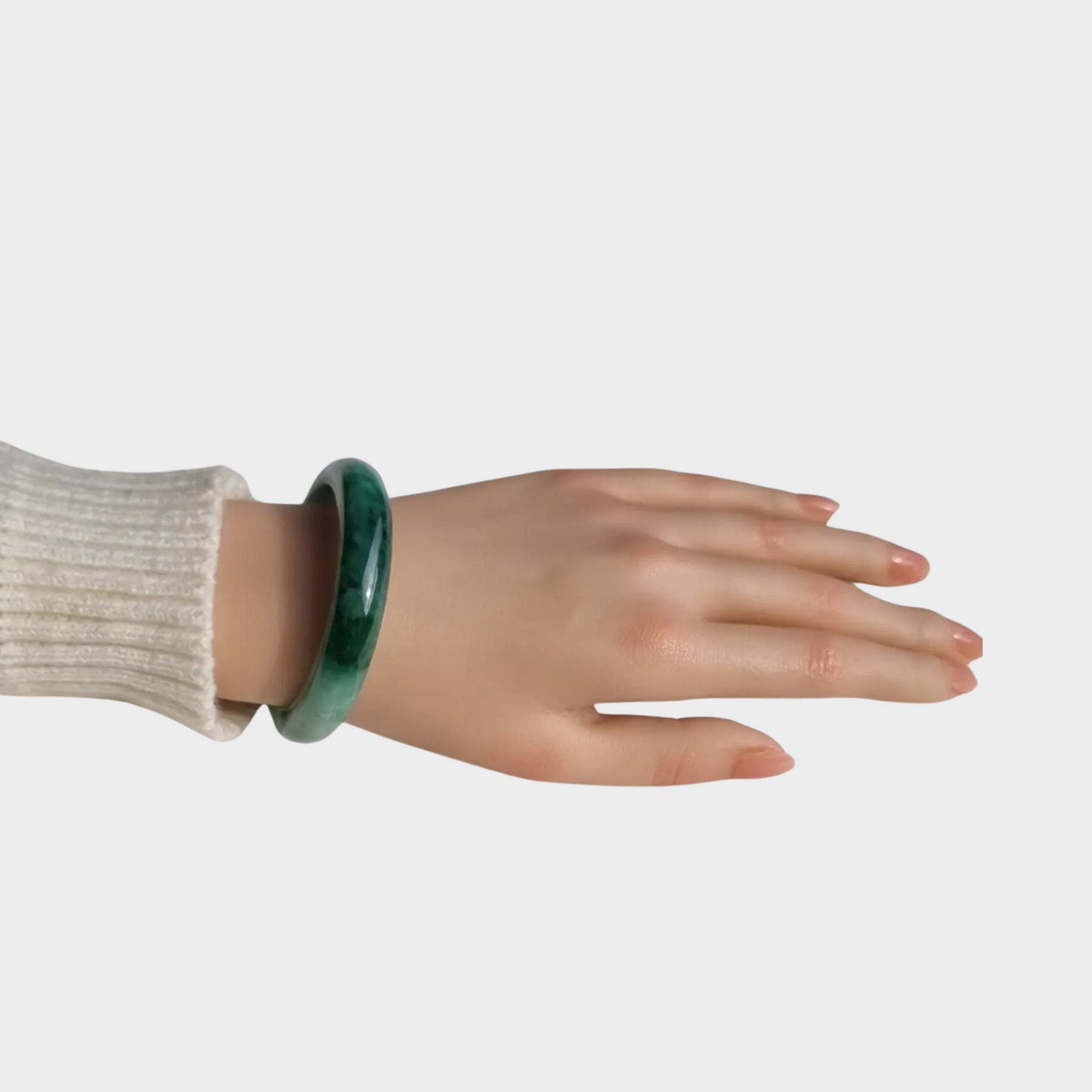 Green Jadeite Jade Bangle - 54mm Half Round