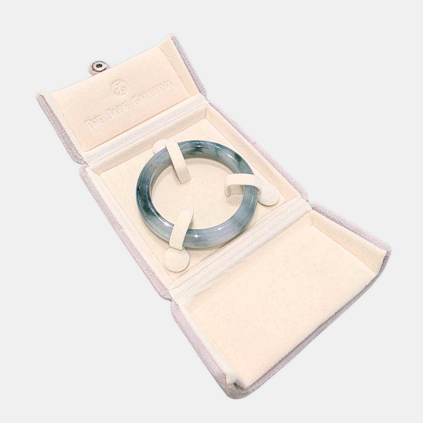 "Floating Flower" Jadeite Jade Bangle - 54mm Half Round