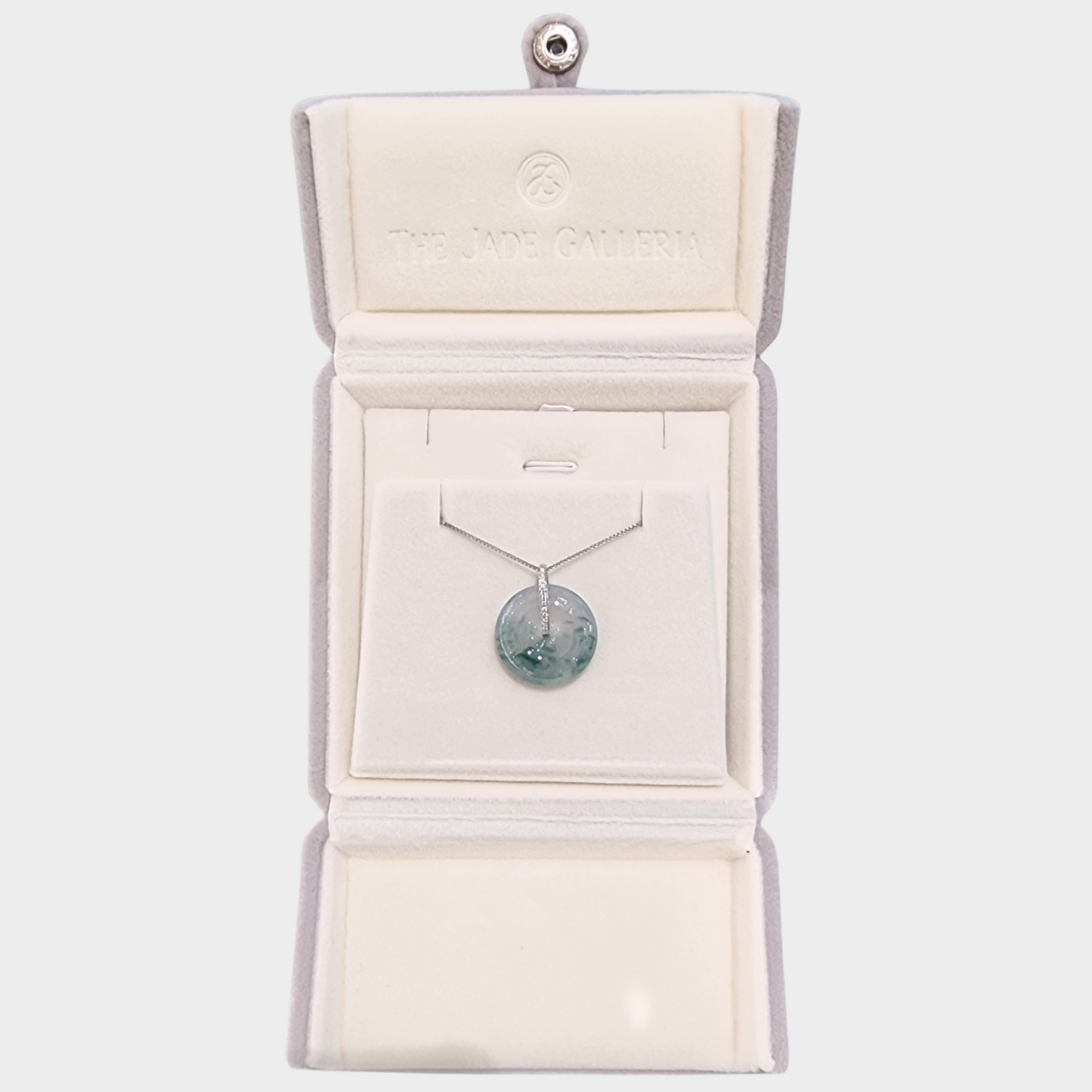 Icy "Donut" Jadeite Jade Pendant in White Gold with Diamonds
