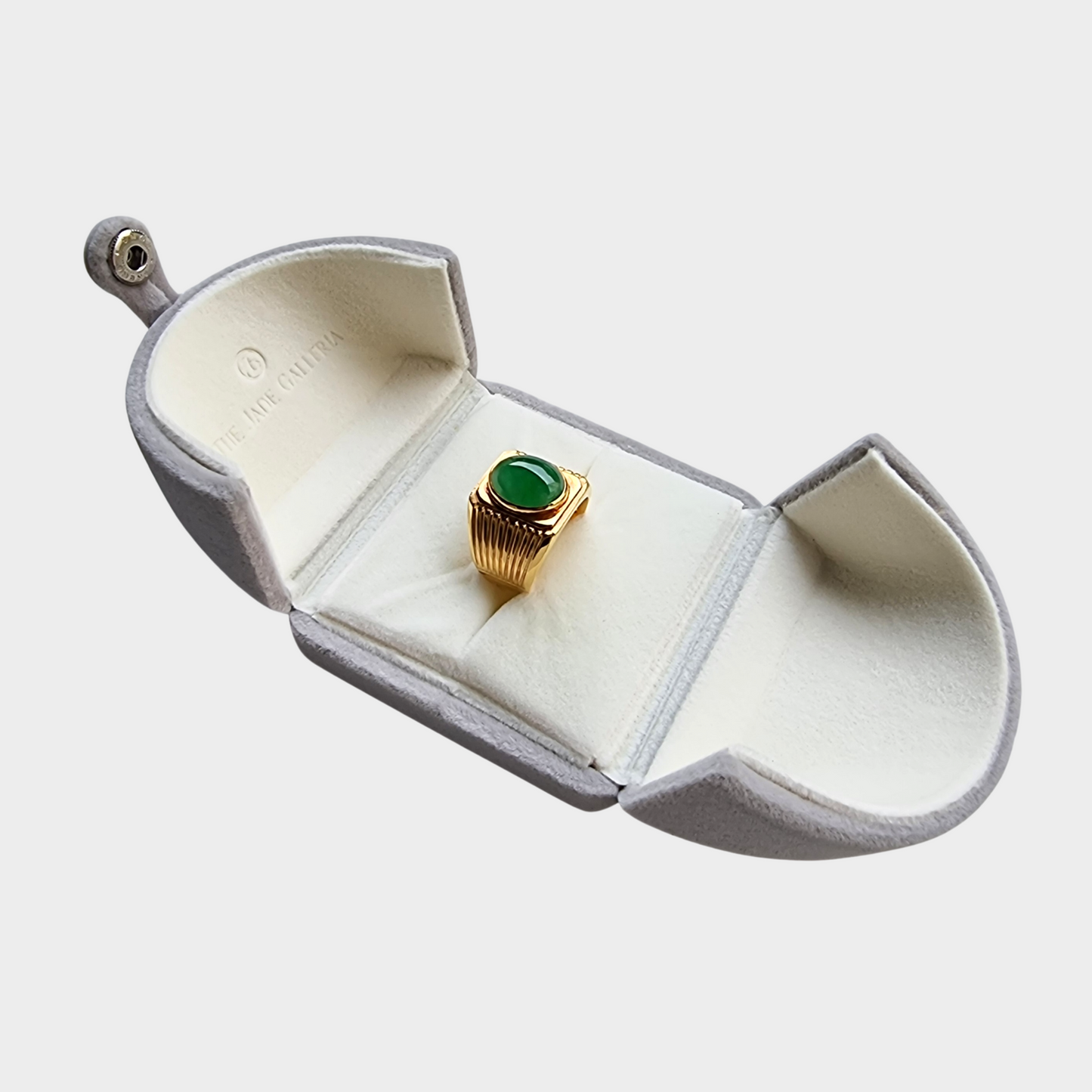 Jadeite Jade Cabochon Ring in Yellow Gold
