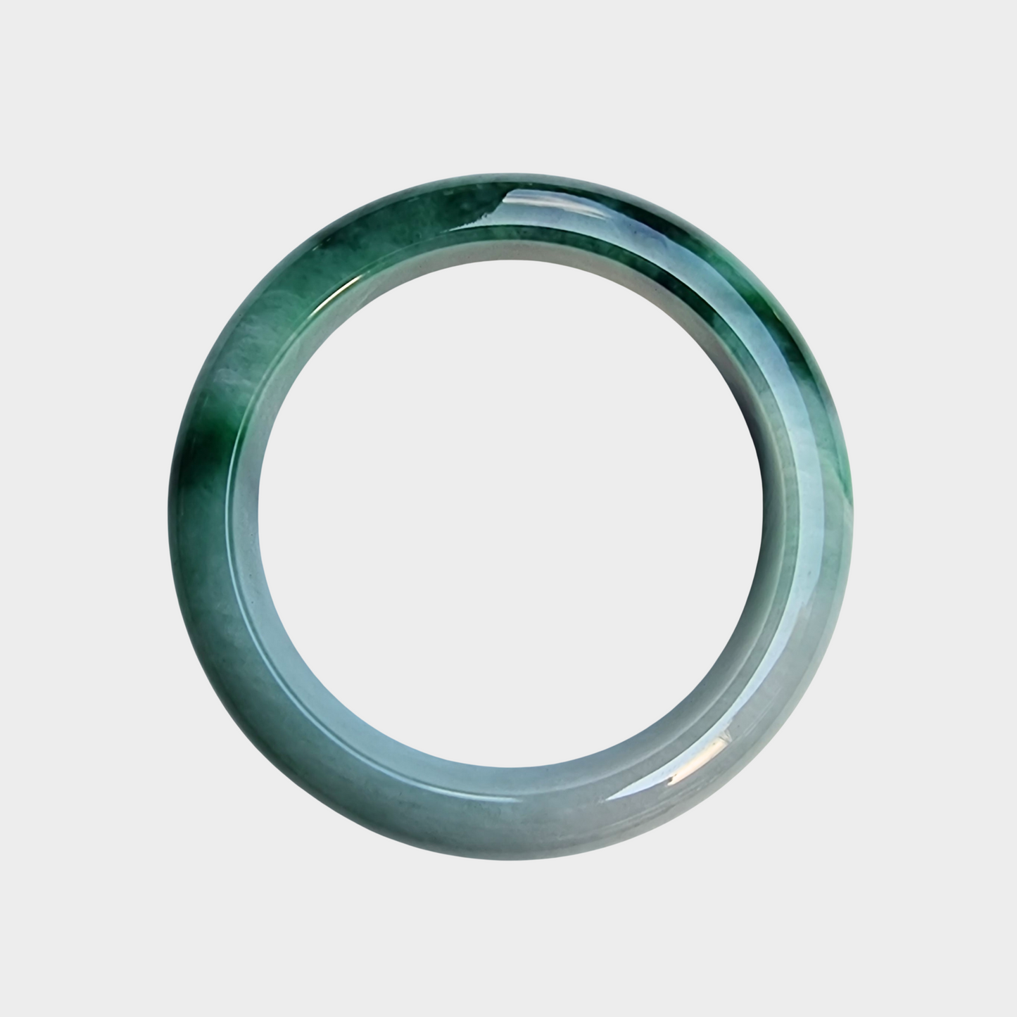 Green Jadeite Jade Bangle - 54mm Half Round