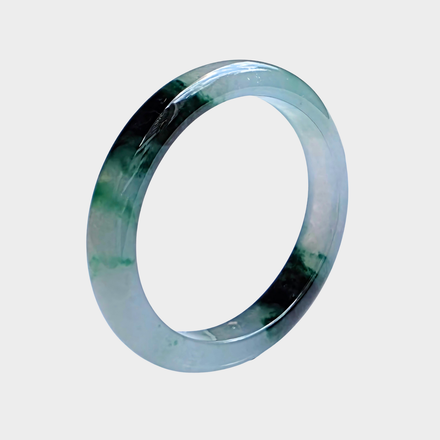 "Floating Flower" Jadeite Jade Bangle - 54mm Oval
