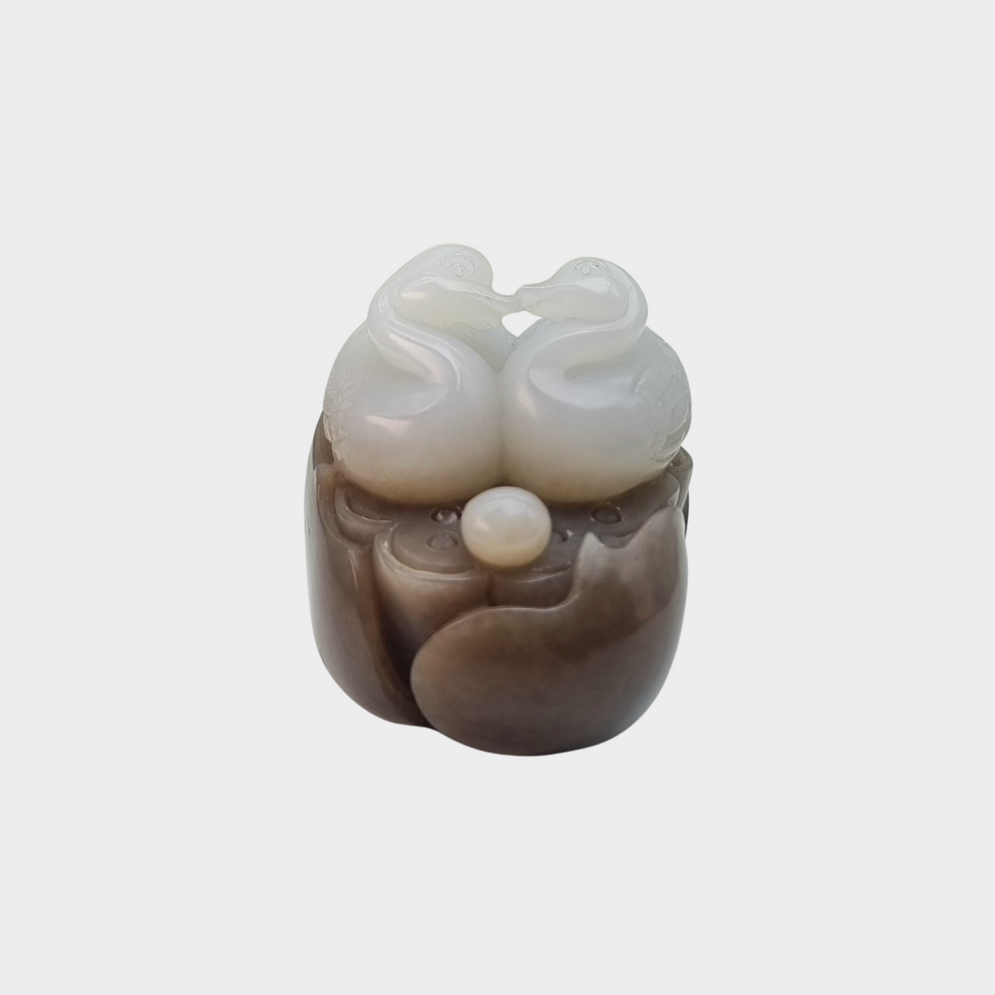 "Mandarin Ducks" Nephrite Jade Display