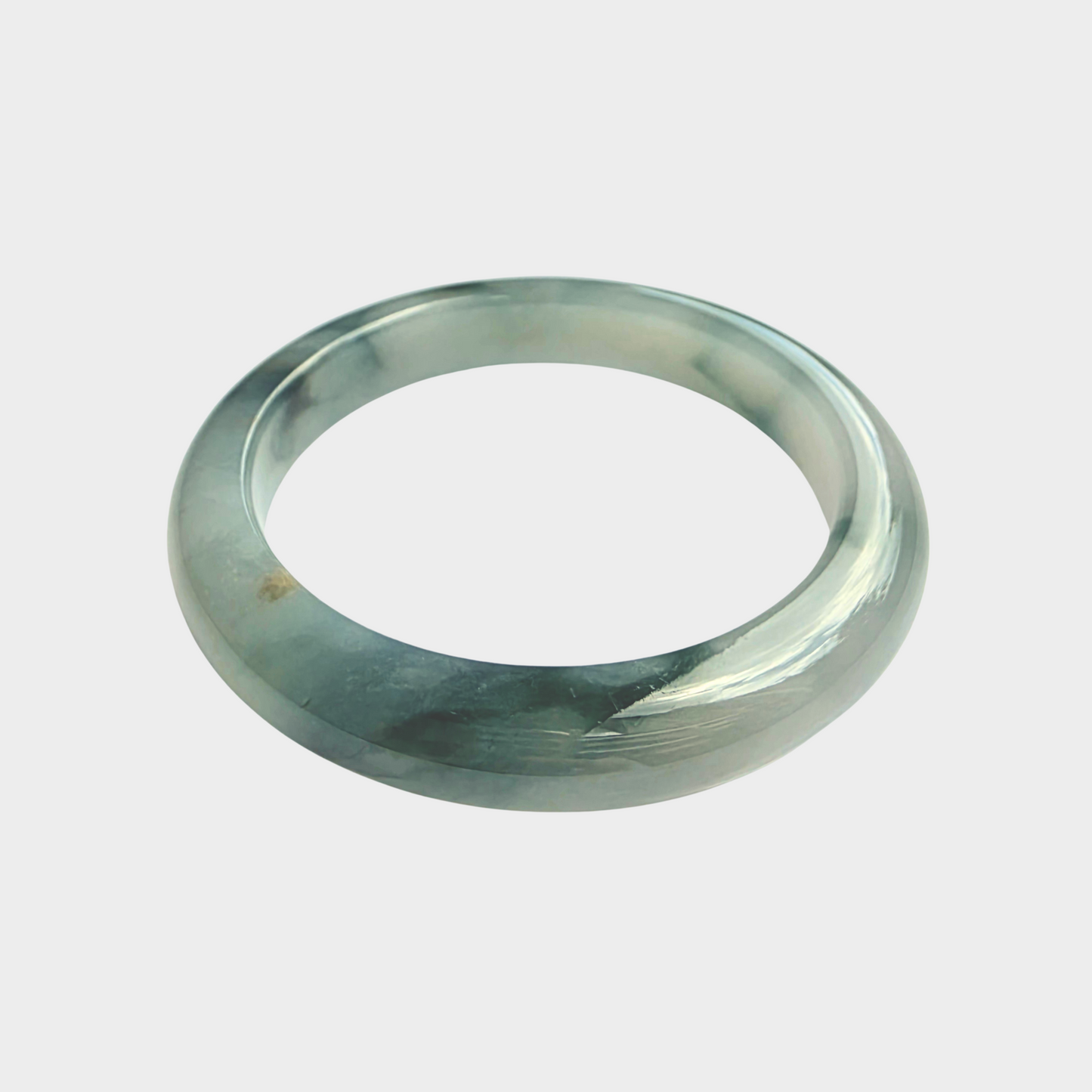 "Floating Flower" Jadeite Jade Bangle - 54mm Half Round
