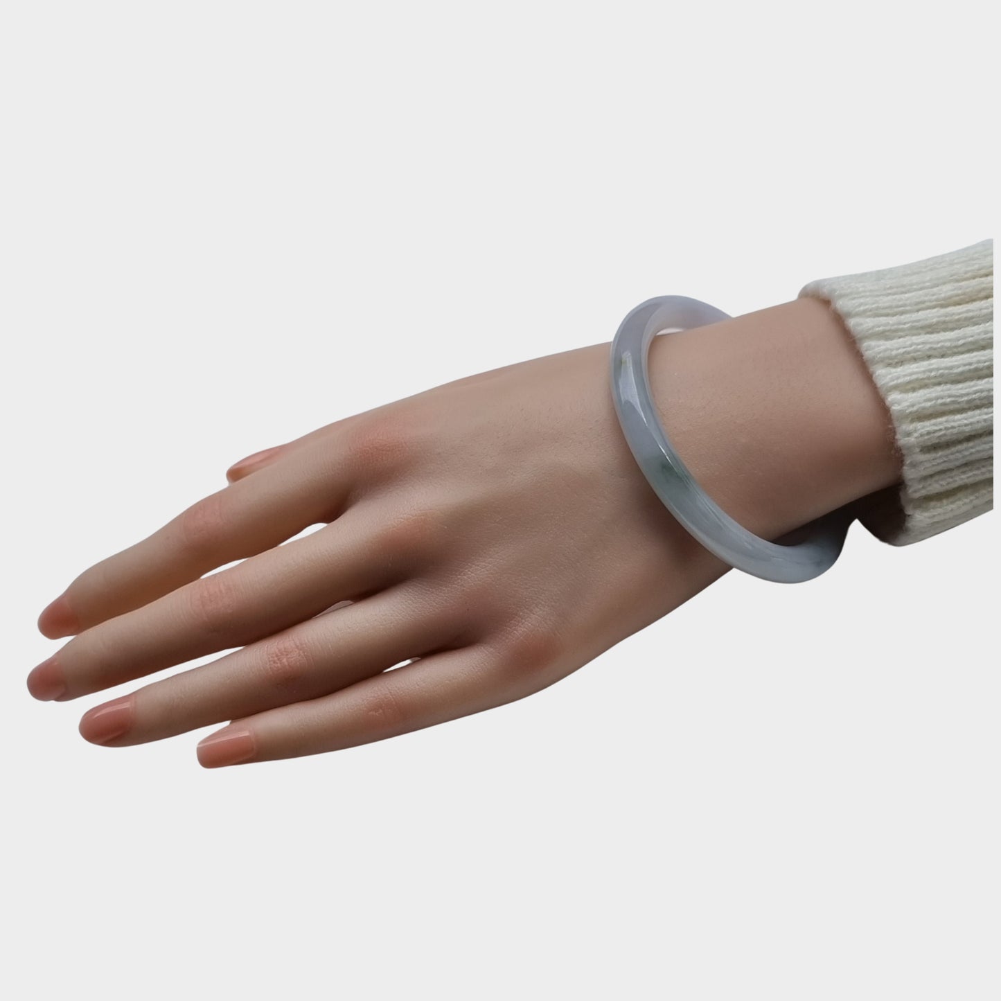 Icy Jadeite Jade Bangle - 56mm Round