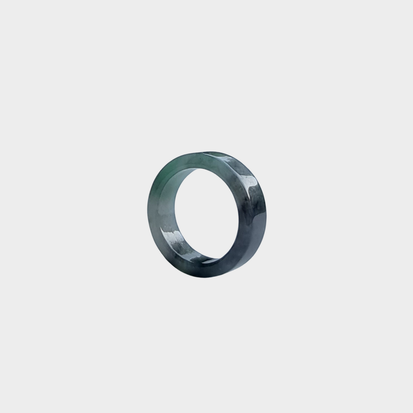 Green and Black Jadeite Jade Abacus Ring