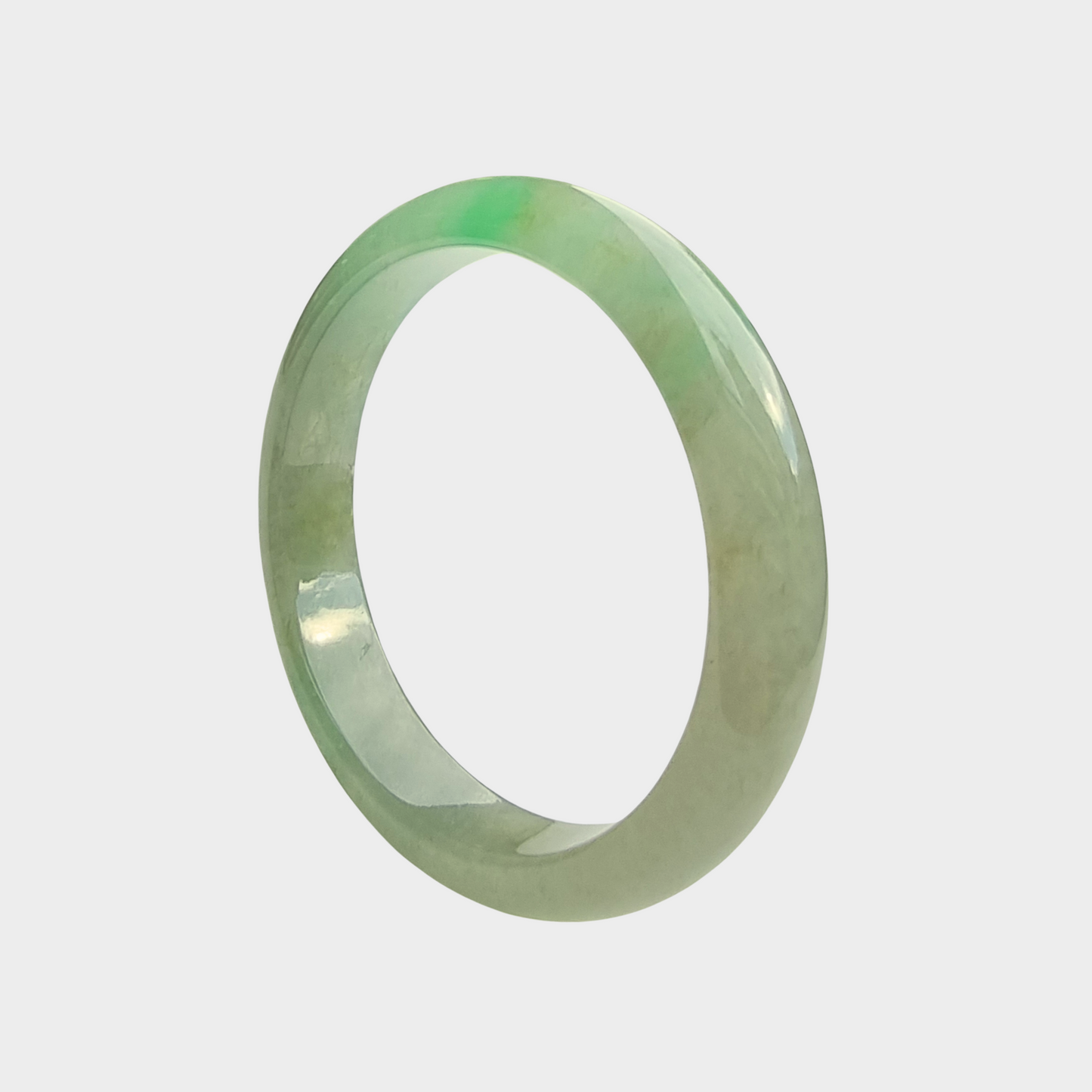 Green Jadeite Jade Bangle - 57mm Half Round