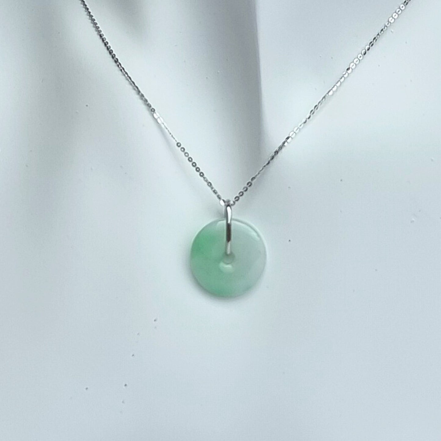 Jadeite Jade "Lucky Coin" Pendant in White Gold