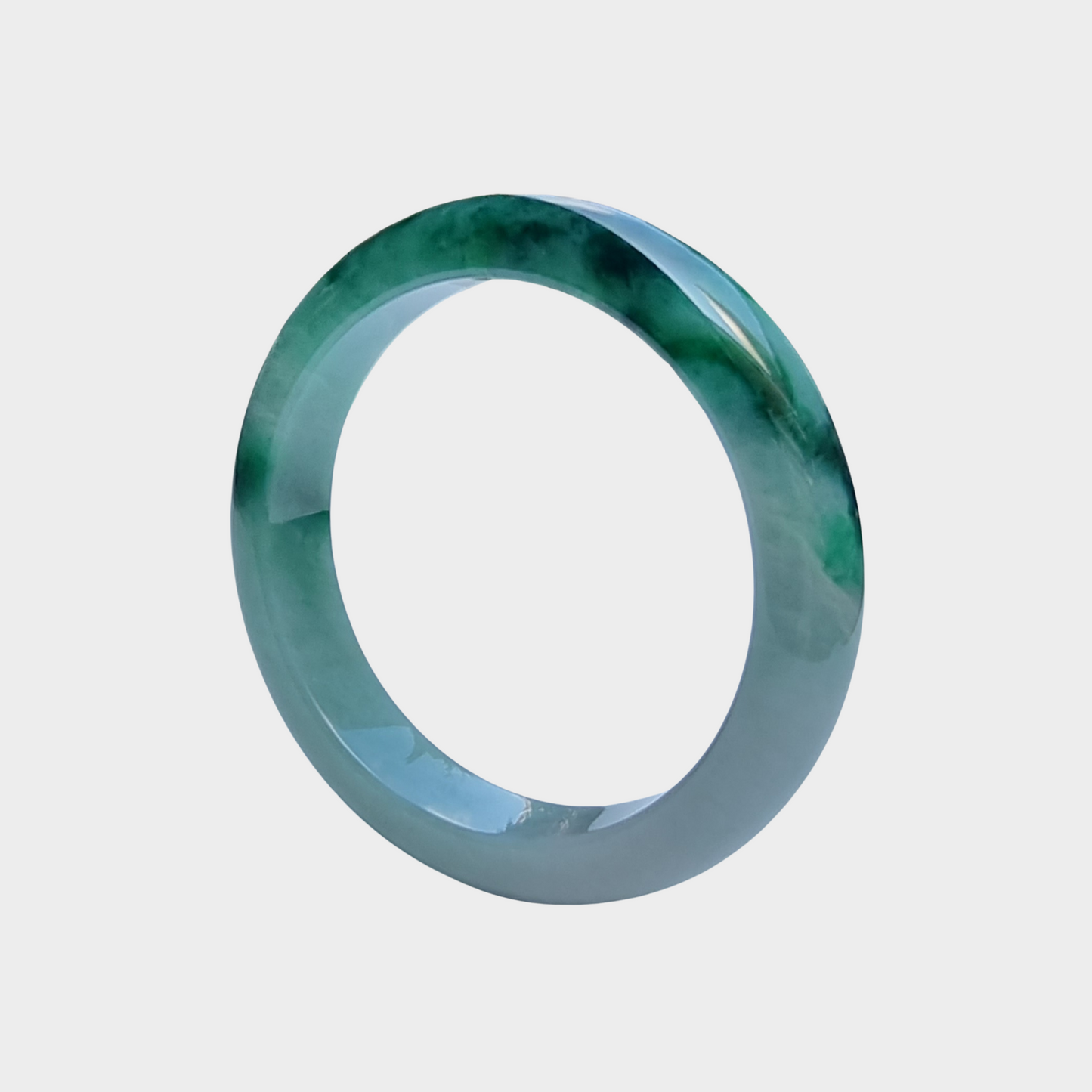 Green Jadeite Jade Bangle - 54mm Half Round