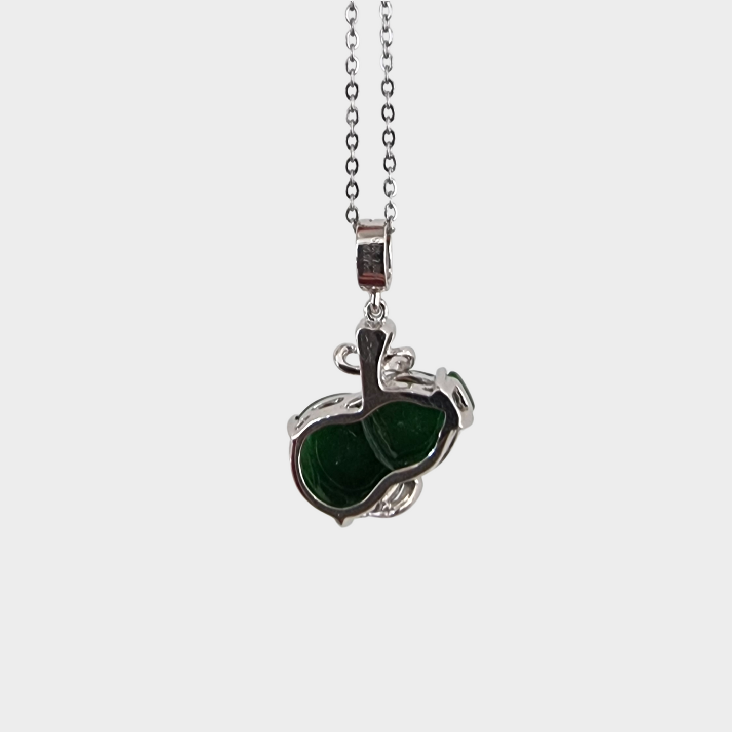 Jadeite Jade "Hulu" Pendant in White Gold with Diamonds