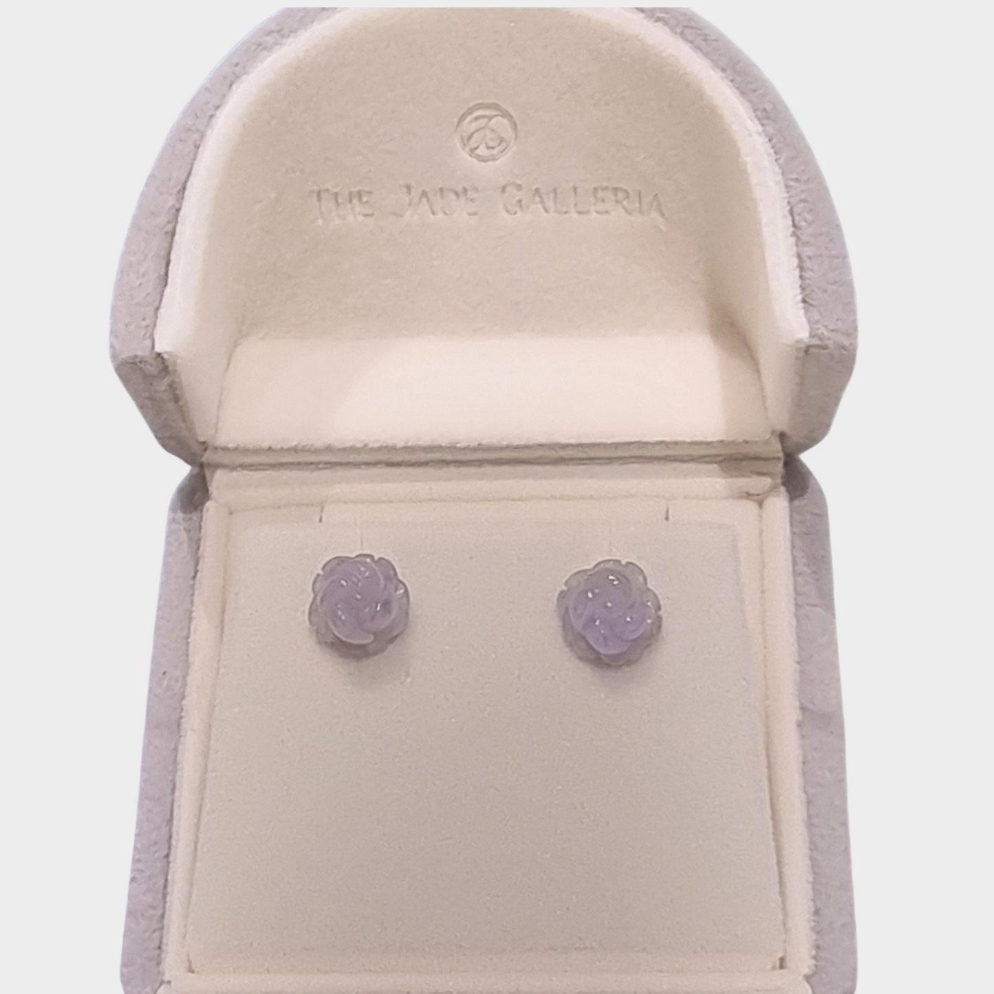 Lavender "Blooming Hydrangea" Jadeite Jade Earrings in Yellow Gold