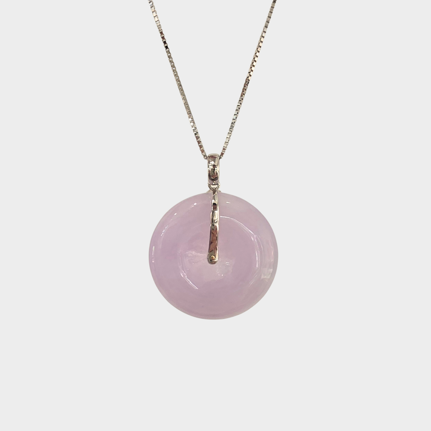 Lavender "Lucky Coin" Jadeite Jade Pendant in White Gold with Diamonds