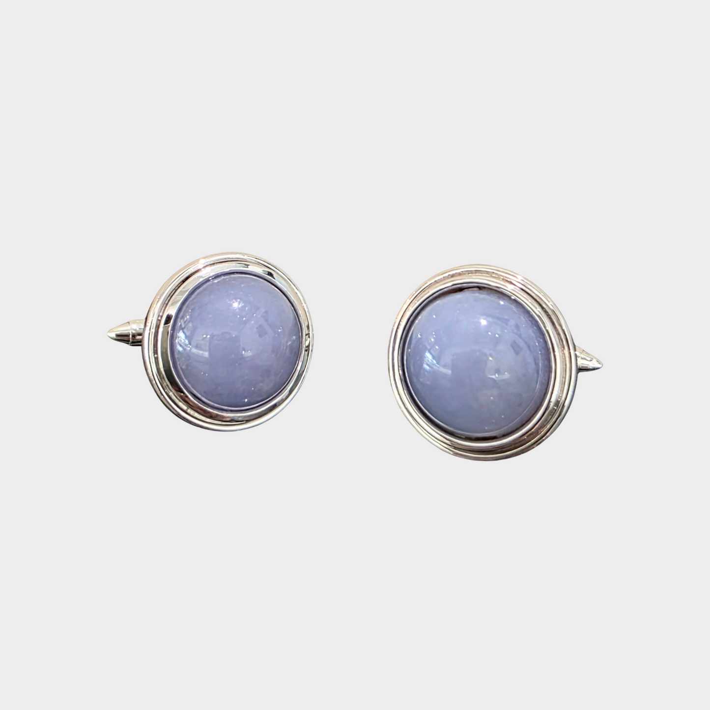 Lavender Jadeite Jade Cufflinks in White Gold
