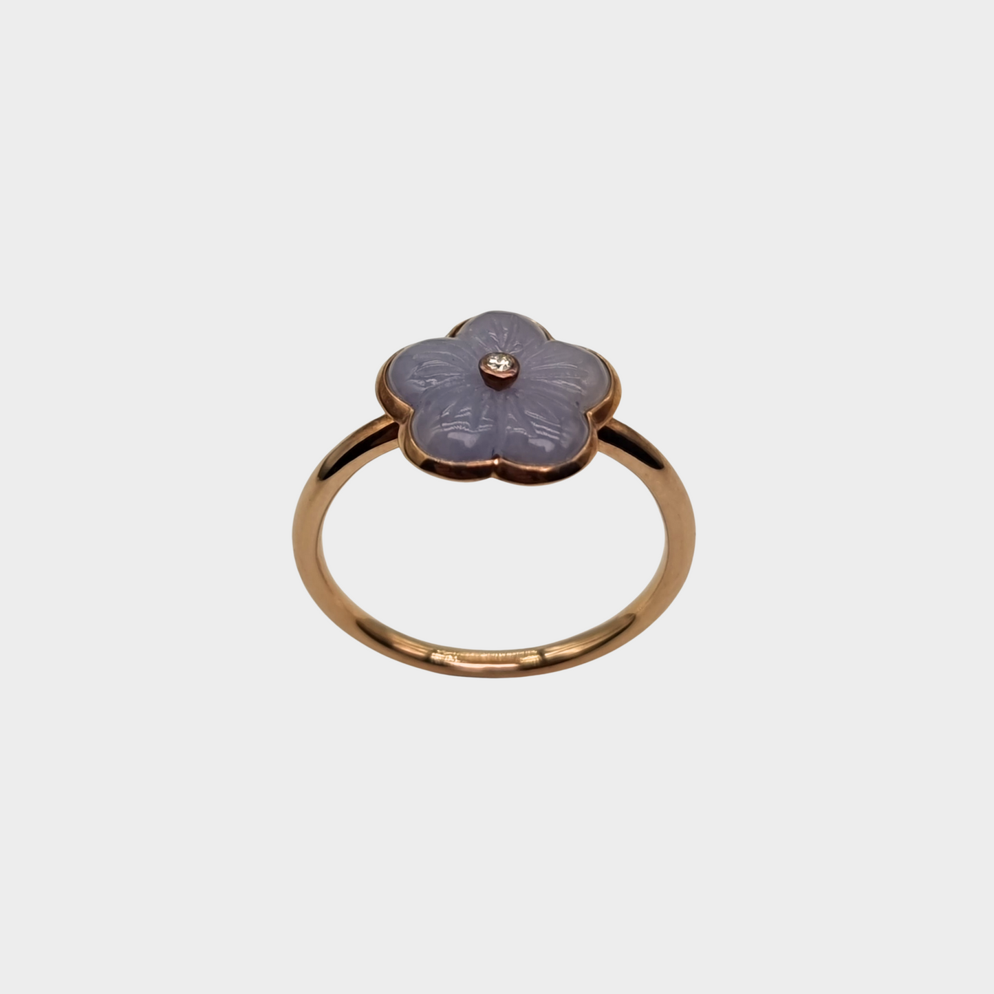 Lavender "Peach Blossom" Jadeite Jade Ring in Rose Gold with Diamond