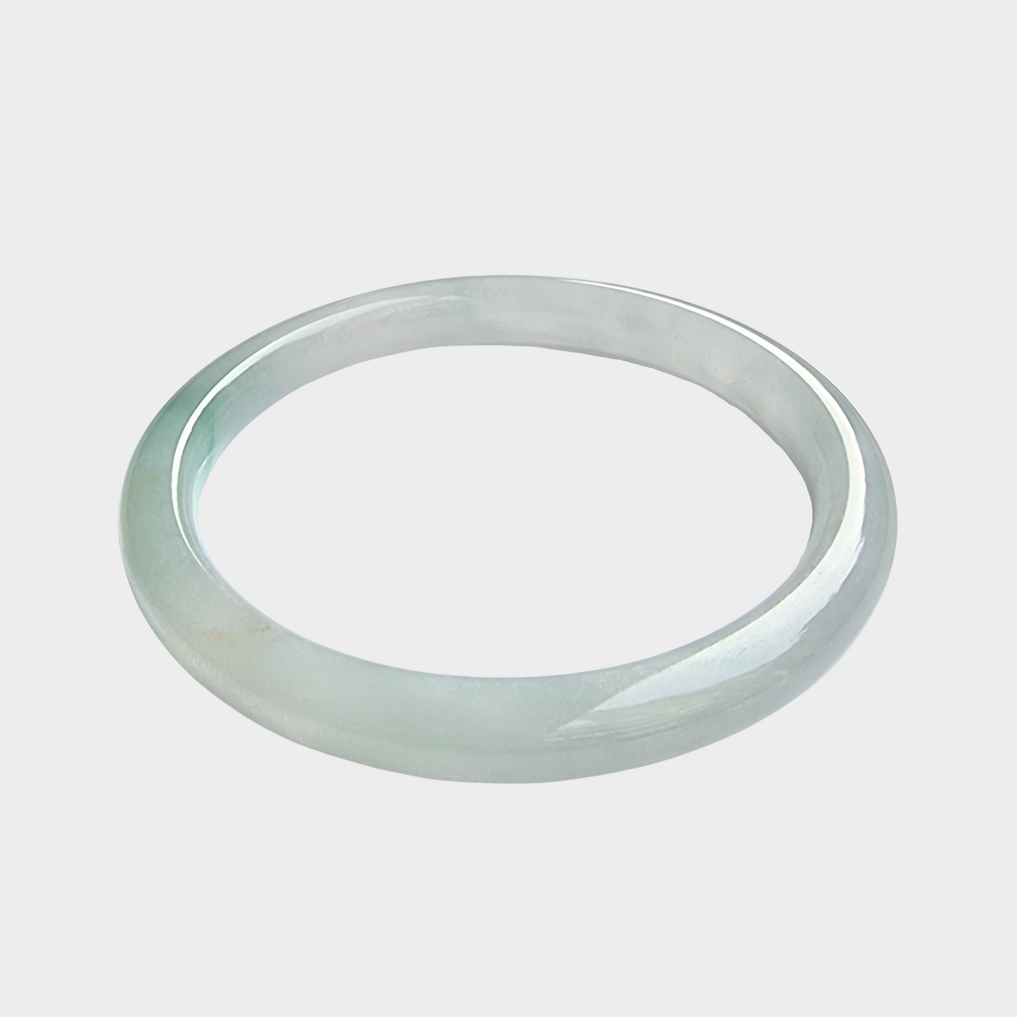 Icy with Green Jadeite Jade Bangle - 60mm Round