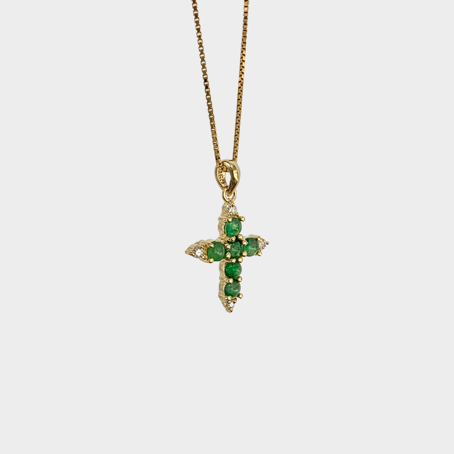 Jadeite Jade "Cross" Pendant in Yellow Gold with Diamonds
