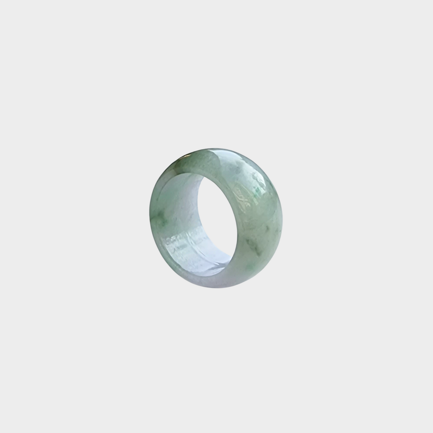 Green and White Jadeite Jade Abacus Ring