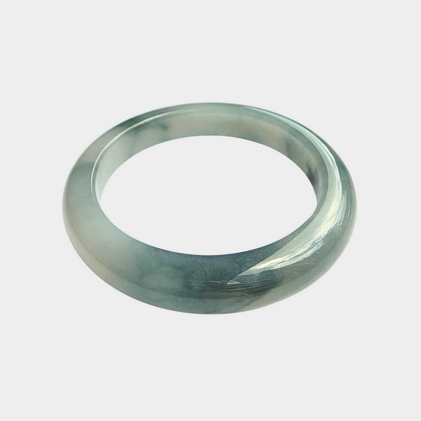 "Floating Flower" Jadeite Jade Bangle - 54mm Half Round