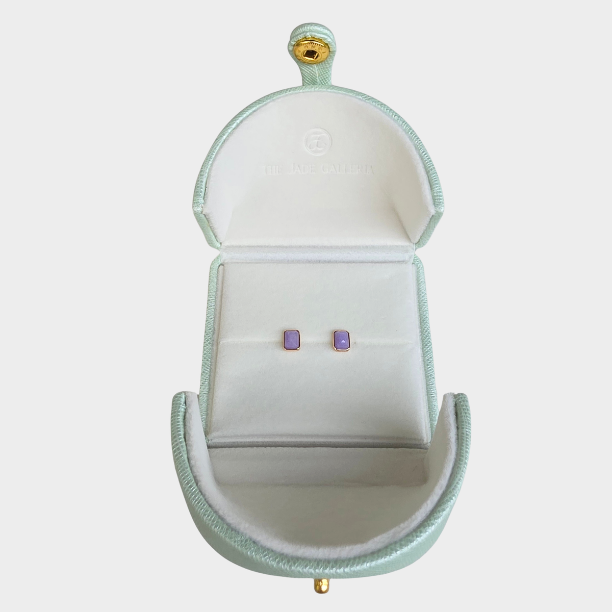 Lavender Jadeite Jade Earrings in Rose Gold