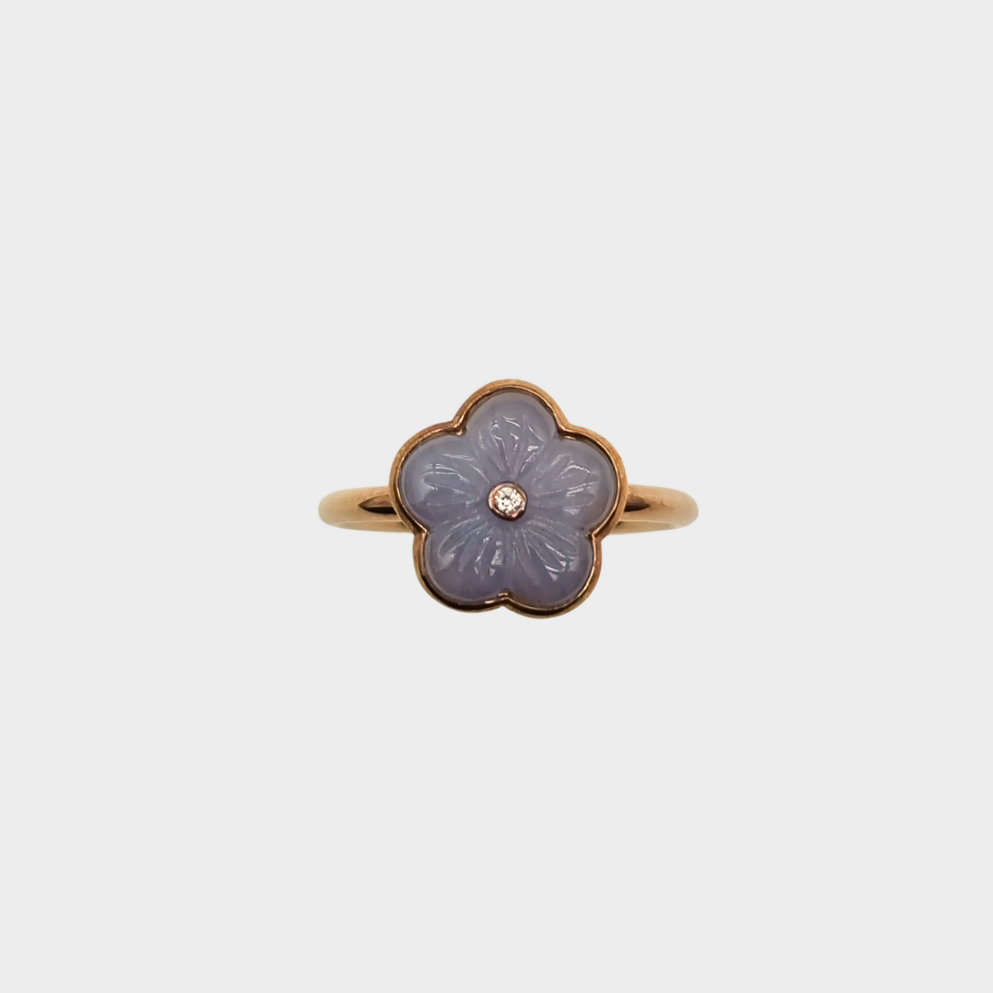 Lavender "Peach Blossom" Jadeite Jade Ring in Rose Gold with Diamond