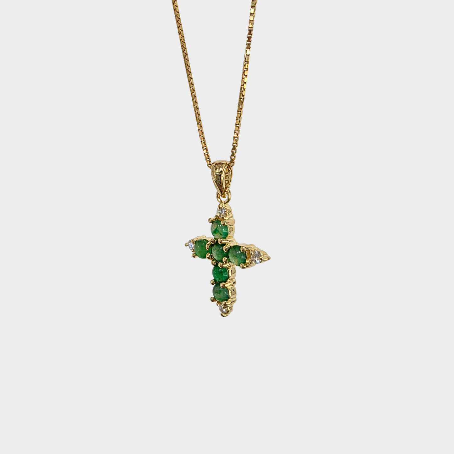 Jadeite Jade "Cross" Pendant in Yellow Gold with Diamonds