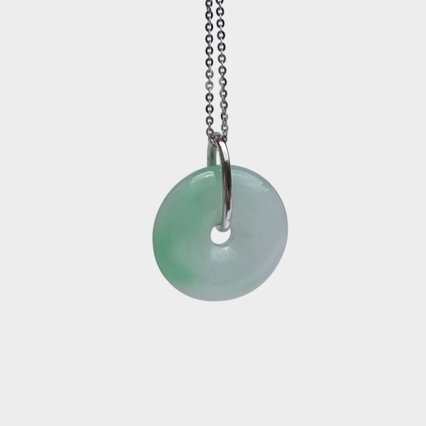 Jadeite Jade "Lucky Coin" Pendant in White Gold