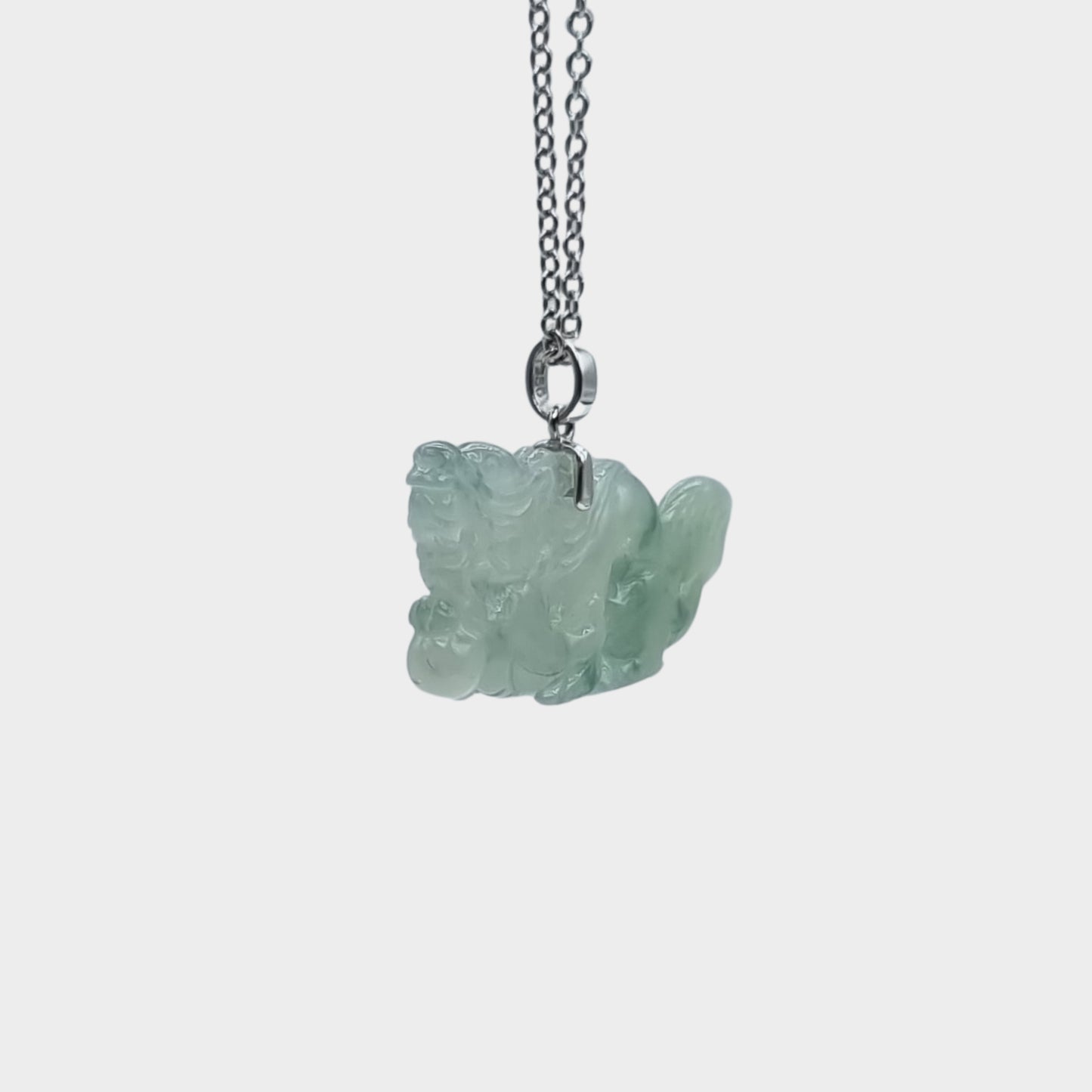 Jadeite Jade "Dragon" Pendant in White Gold