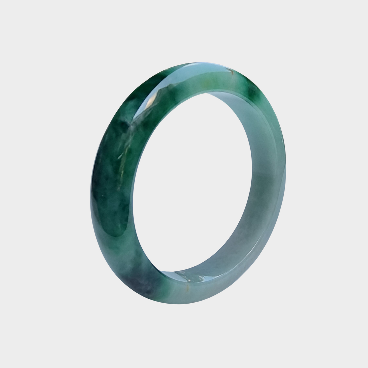 Green Jadeite Jade Bangle - 54mm Half Round