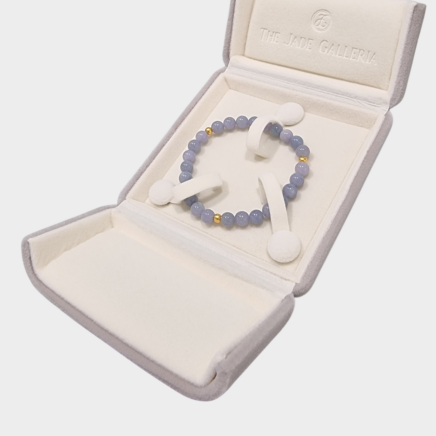 Lavender Jadeite Jade Beads Bracelet with Gold Beads