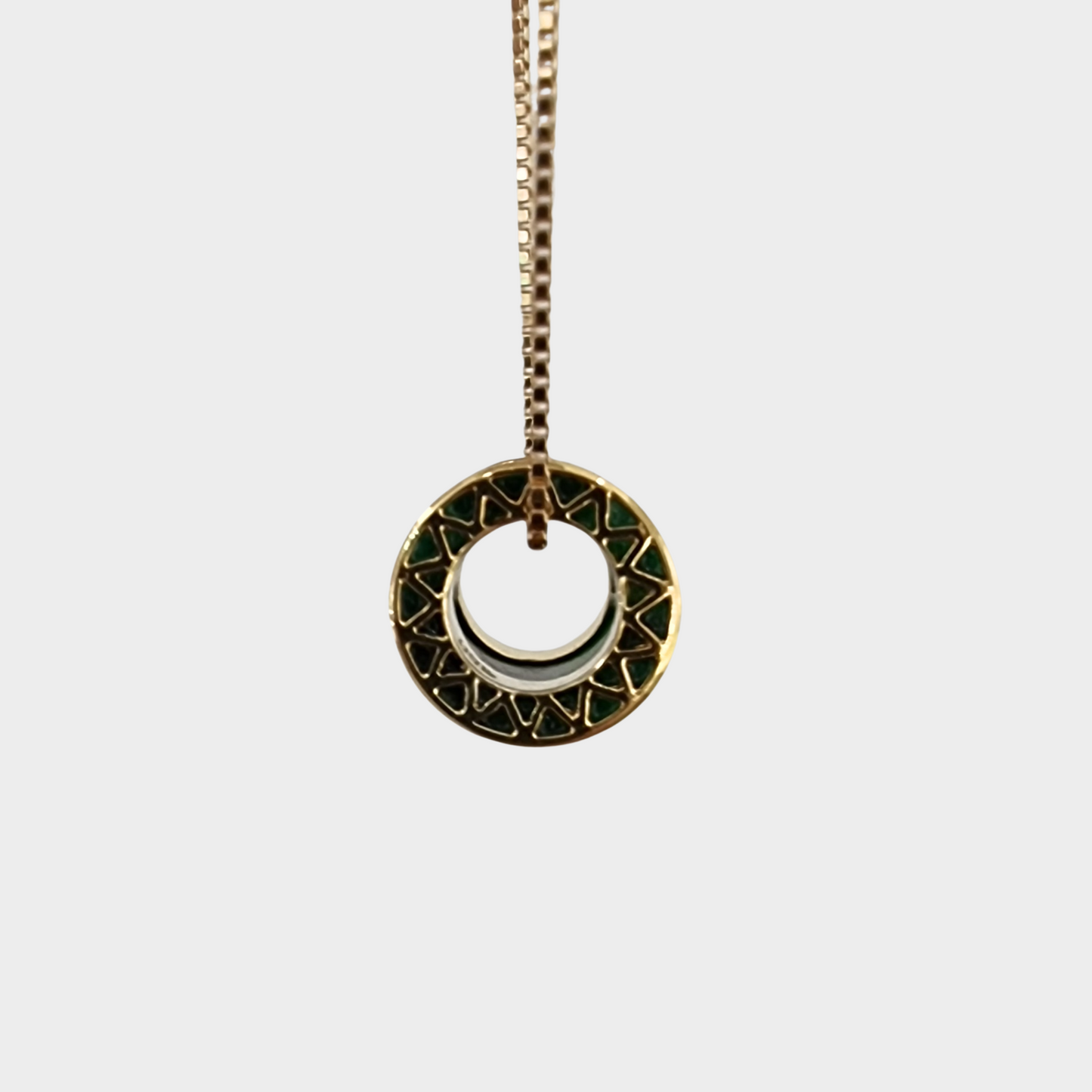 Flower Green Jadeite Jade Barrel Pendant in Yellow Gold