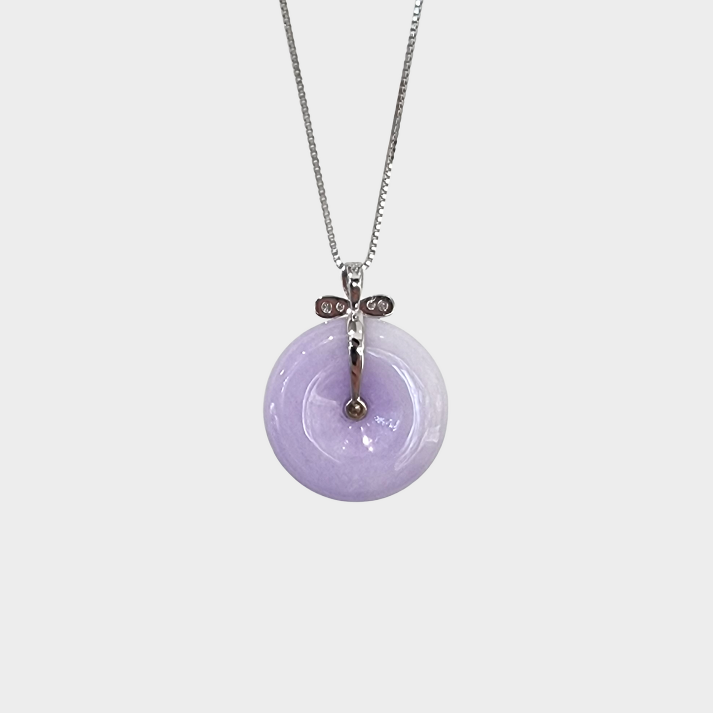 Lavender "Lucky Coin" Jadeite Jade Pendant in White Gold with Diamonds