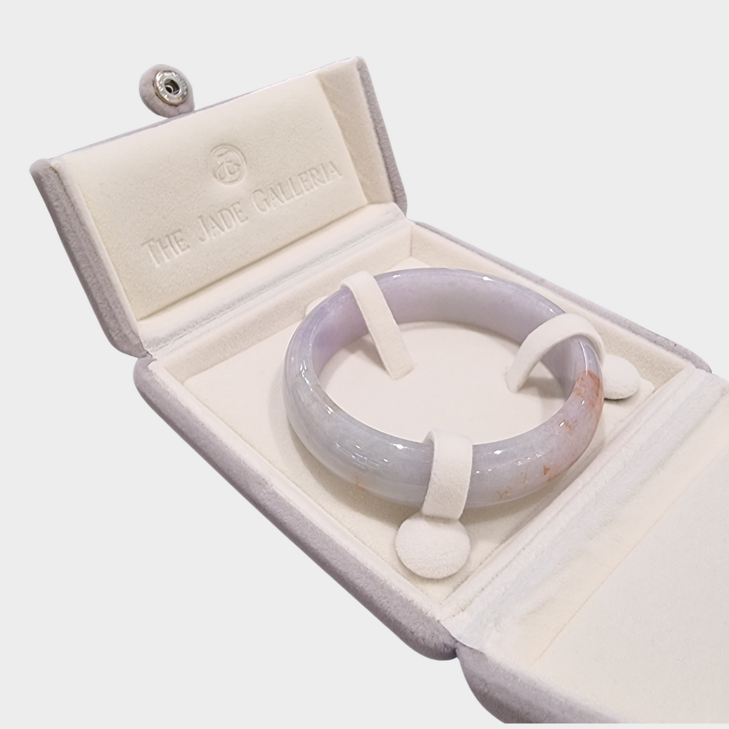 Lavender with Red Jadeite Jade Bangle - 58mm Half Round