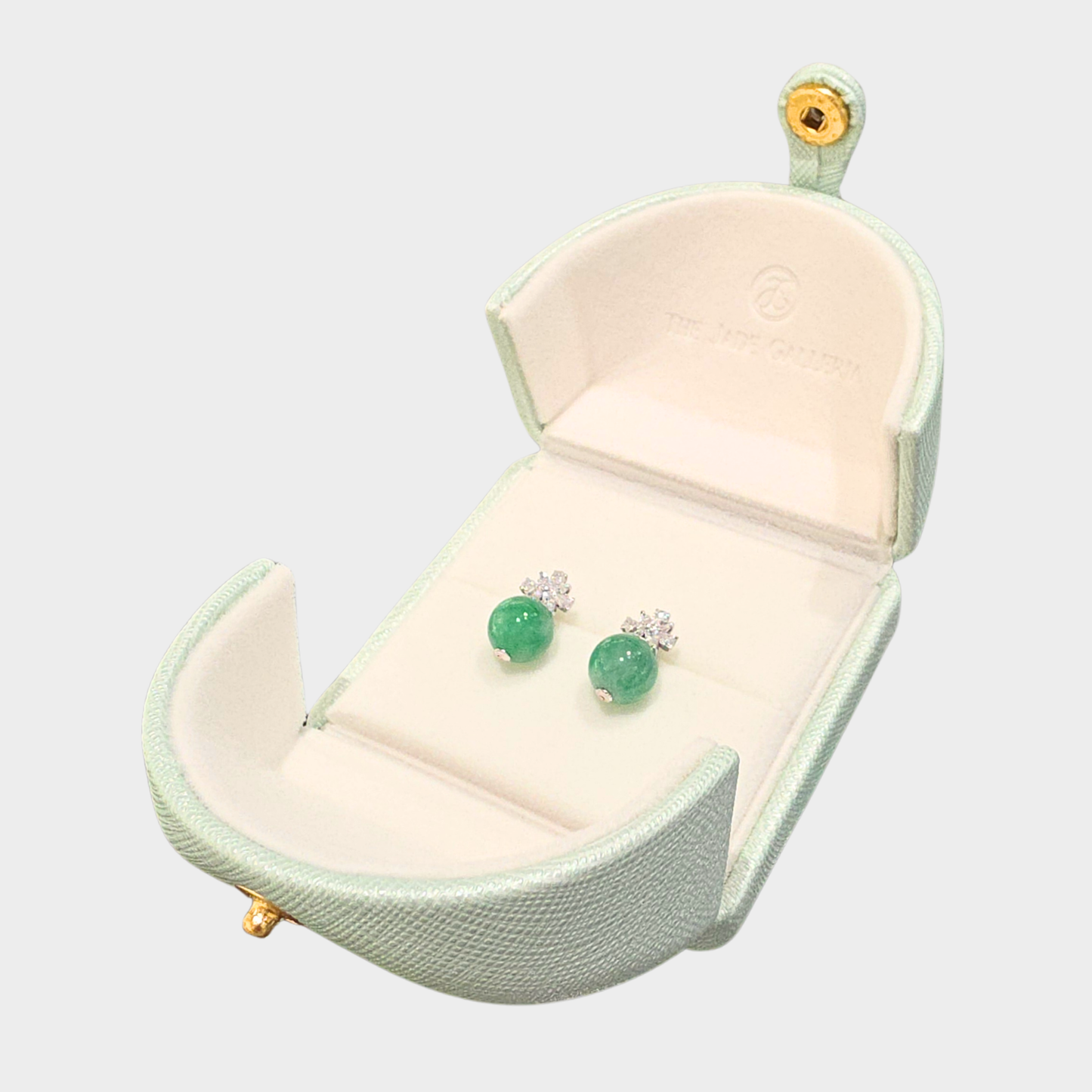Jadeite Jade Beads Drop & Dangle Earrings in White Gold with Diamonds