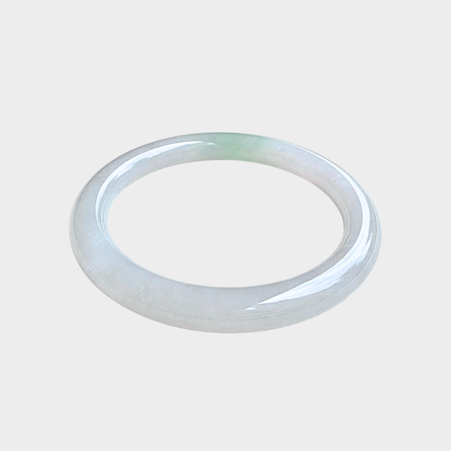 Icy and Green Jadeite Jade Bangle - 54mm Round