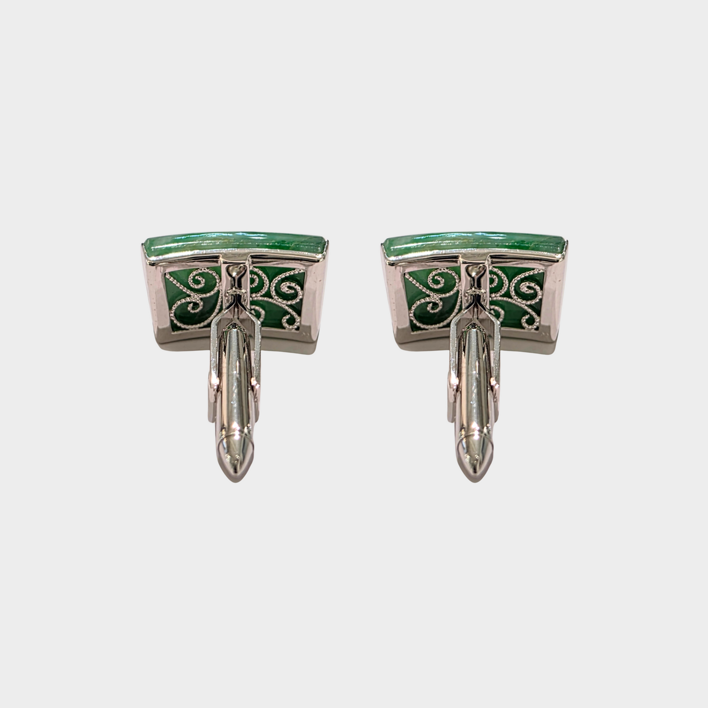 Jadeite Jade Cufflinks in White Gold