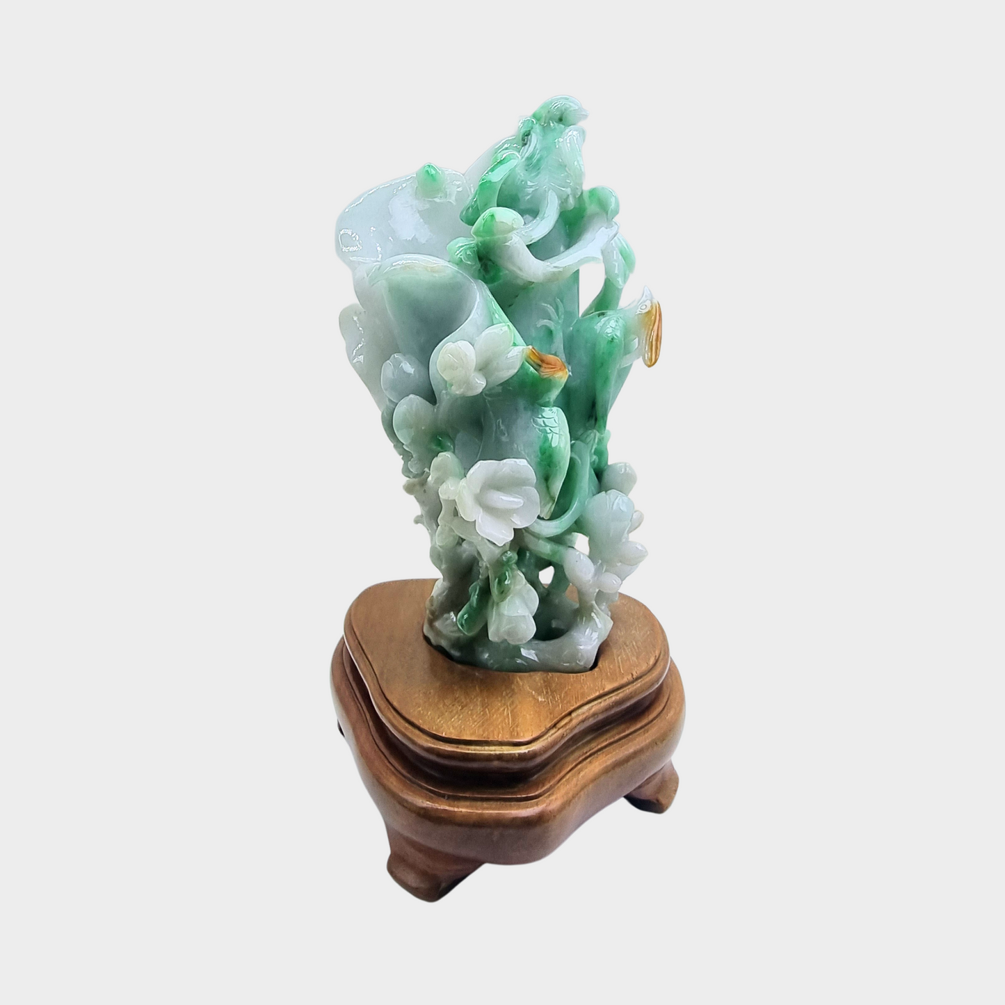 "The Majestic Crown Cranes" Jadeite Jade Display