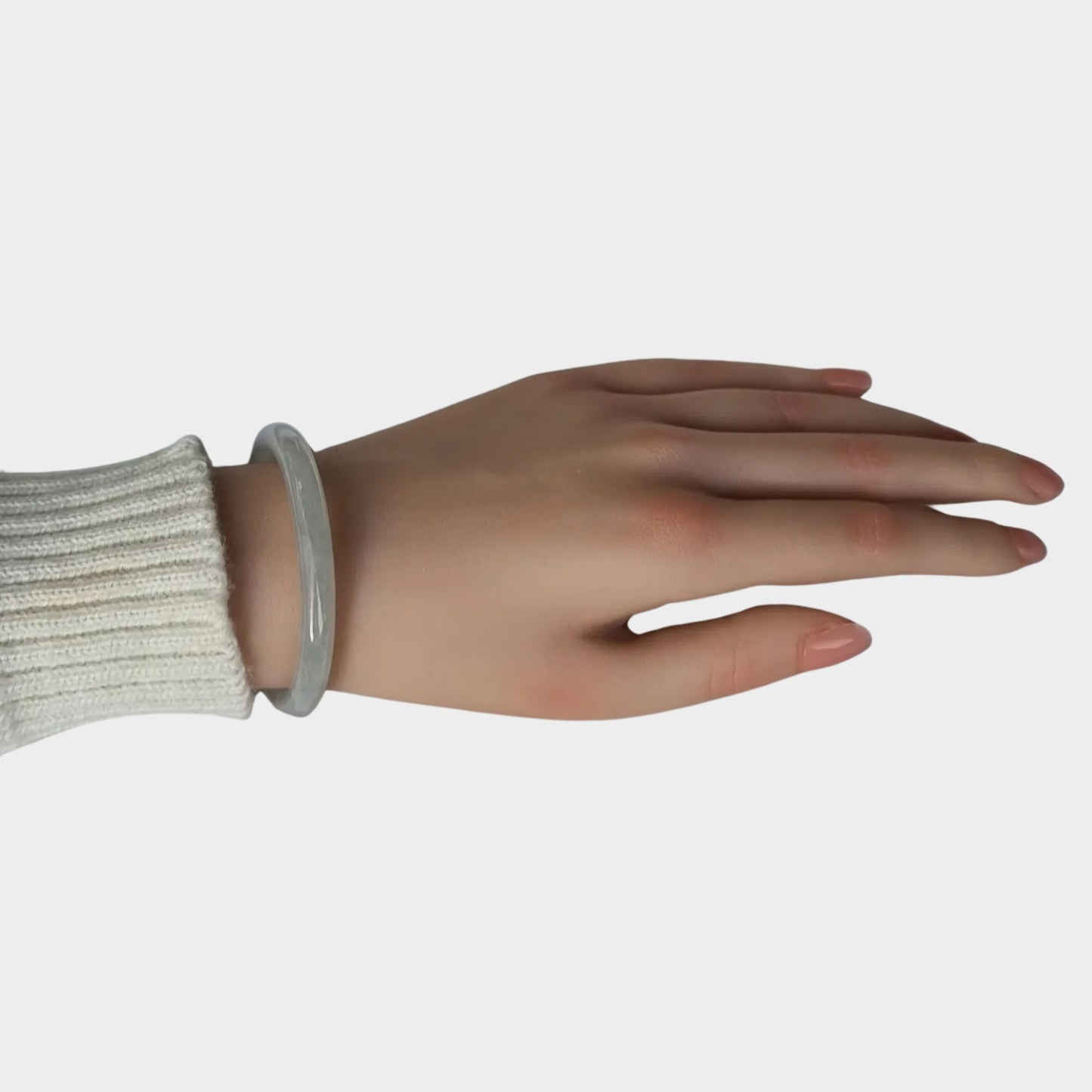 Icy Jadeite Jade Bangle - 51mm Oval
