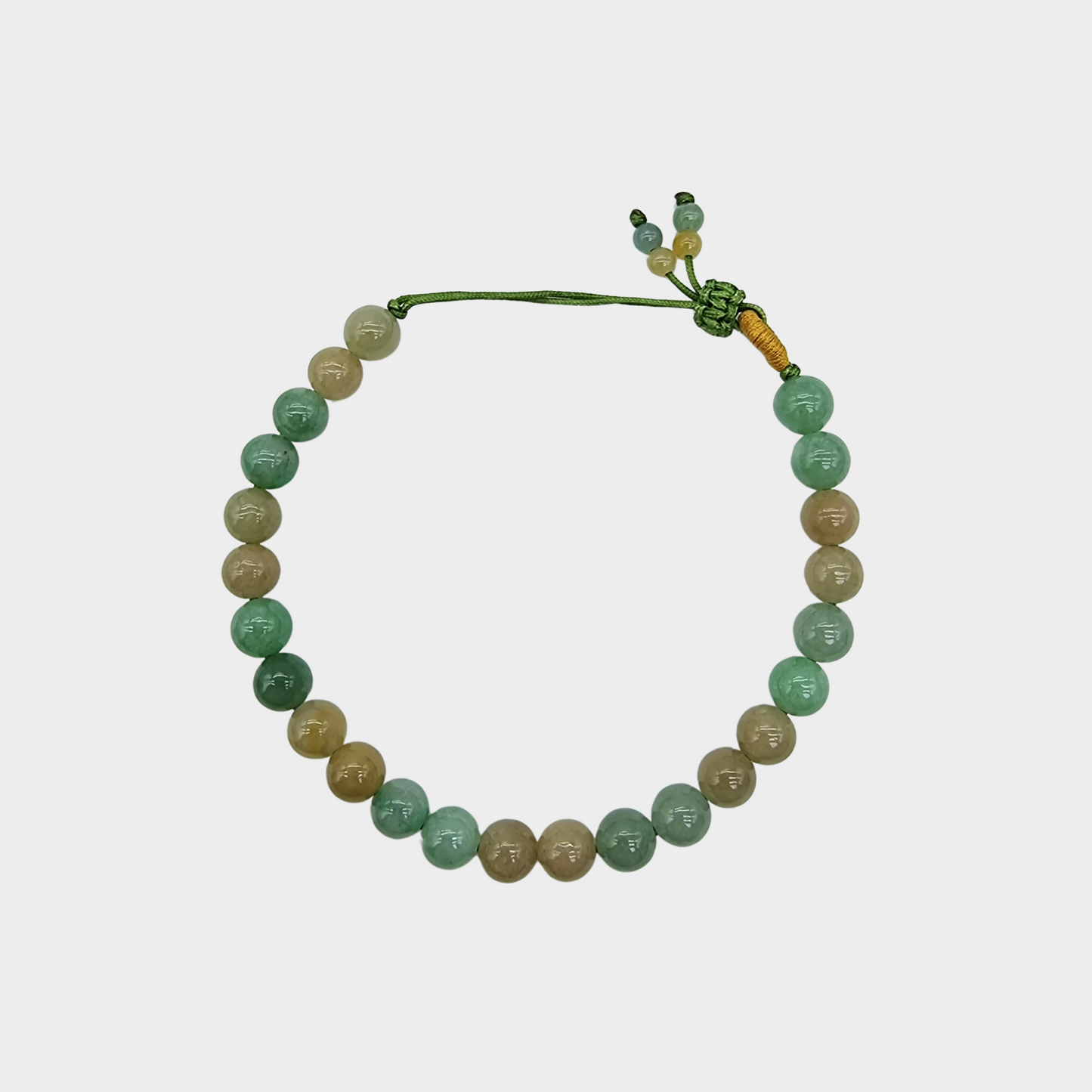 Green and Yellow Jadeite Jade Beads Bracelet