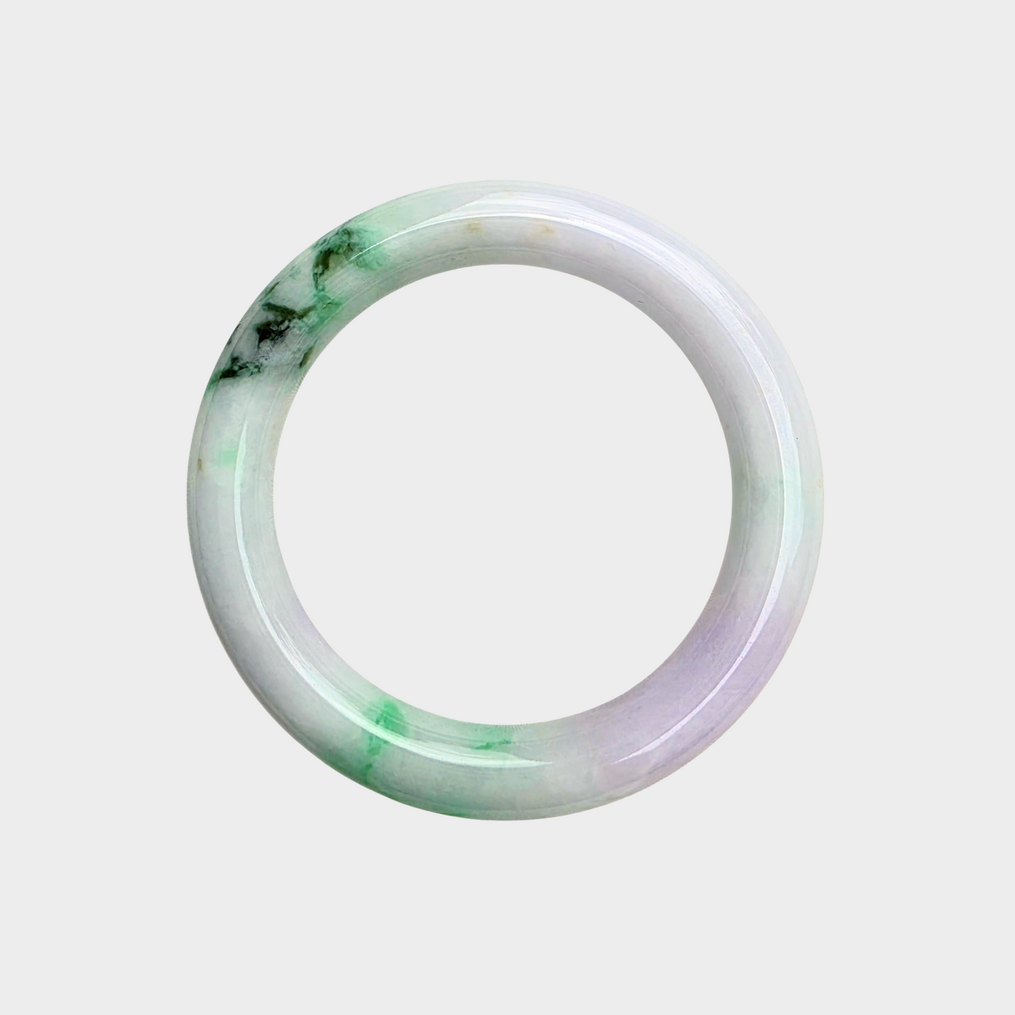 Green and Lavender Jadeite Jade Bangle - 53mm Round