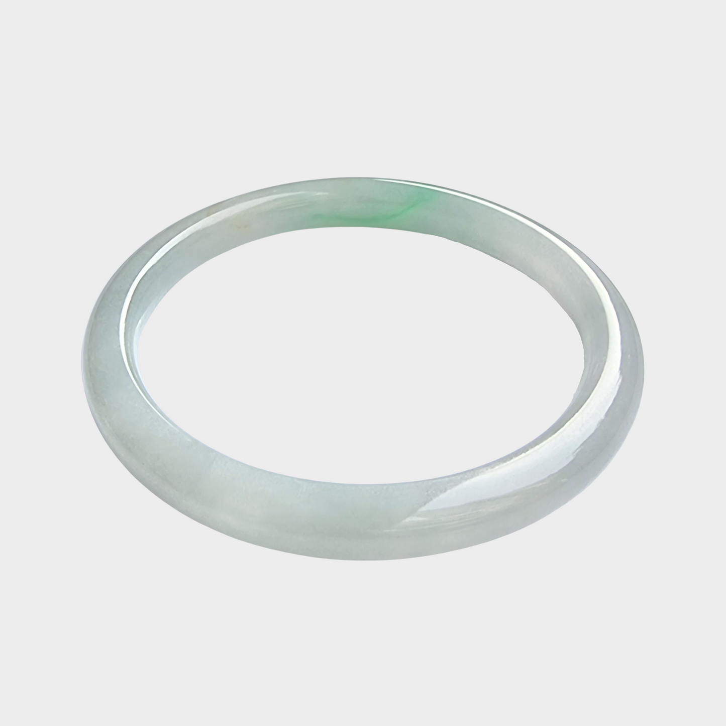 Icy with Green Jadeite Jade Bangle - 60mm Round
