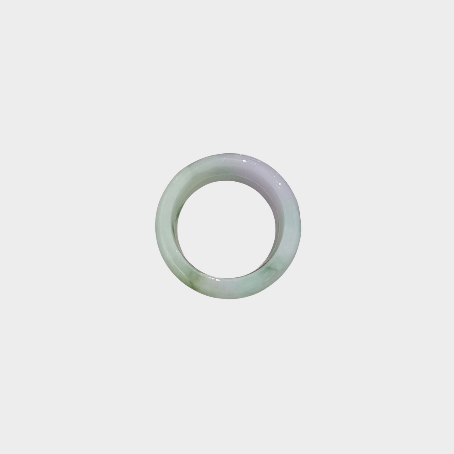 Green and White Jadeite Jade Abacus Ring