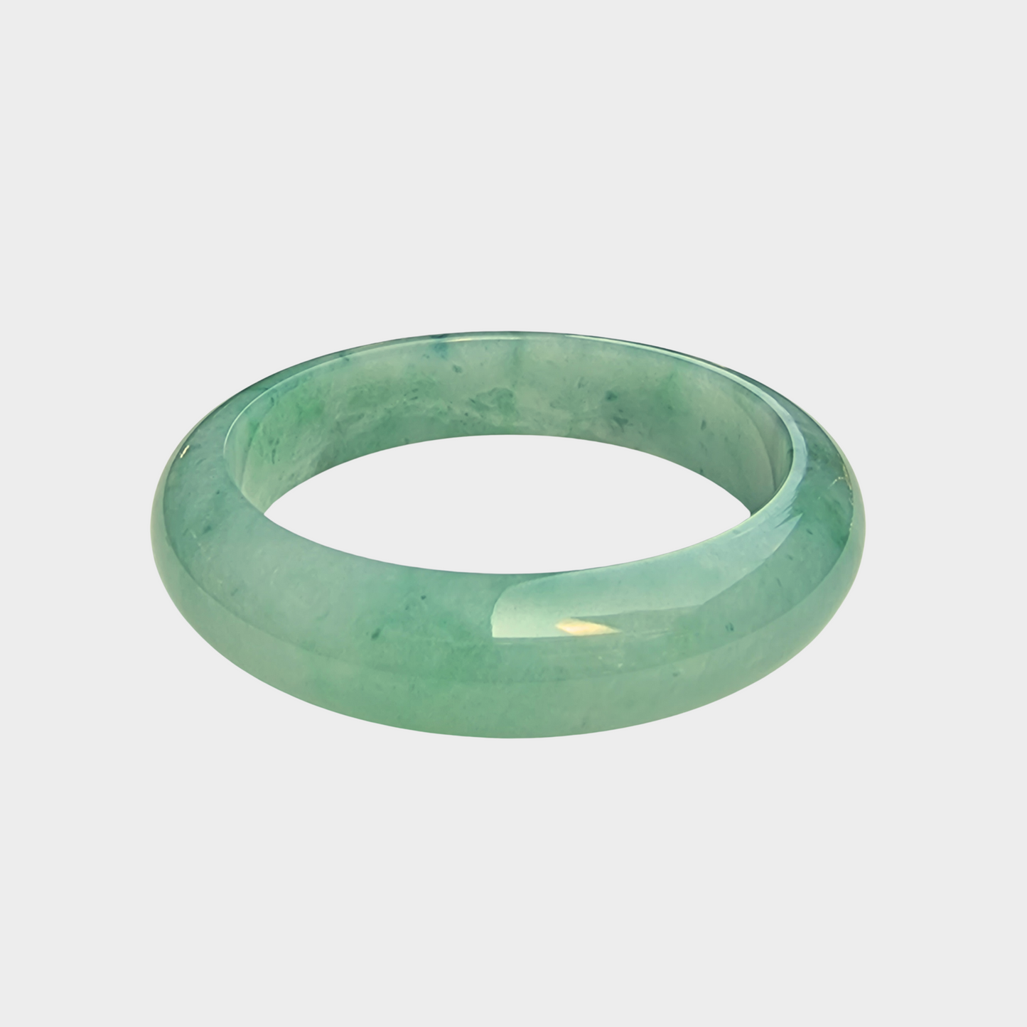 Green Jadeite Jade Bangle - 58mm Half Round