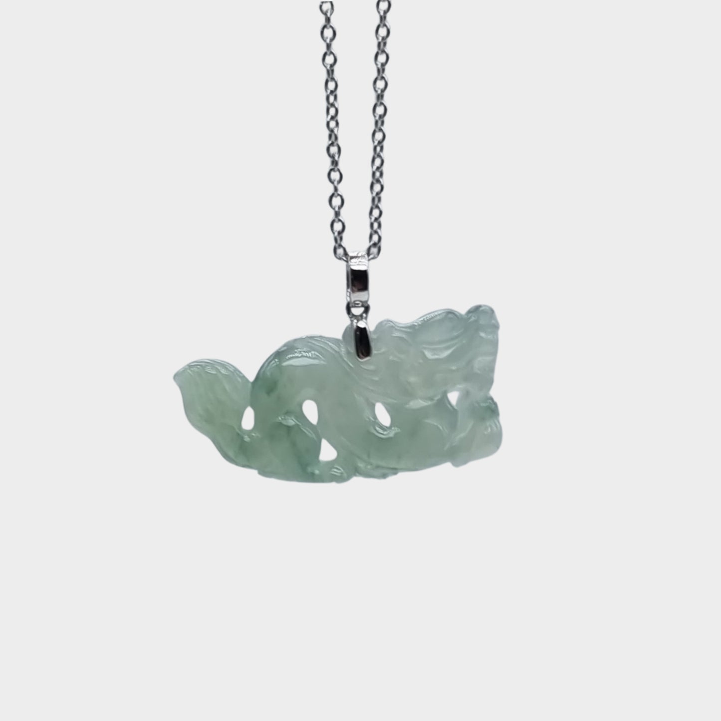 Jadeite Jade "Dragon" Pendant in White Gold