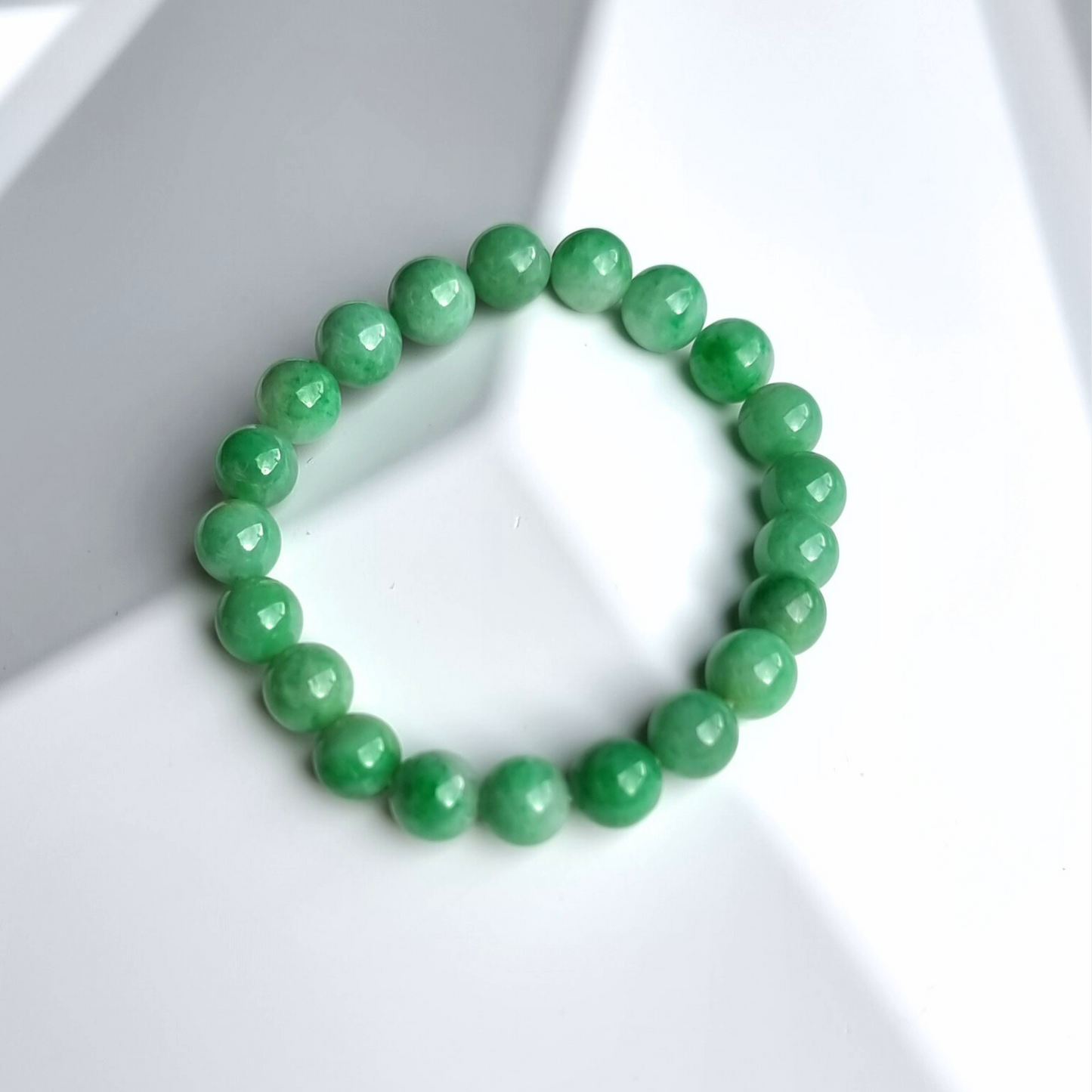 Brilliant Green Jadeite Jade Beads Bracelet