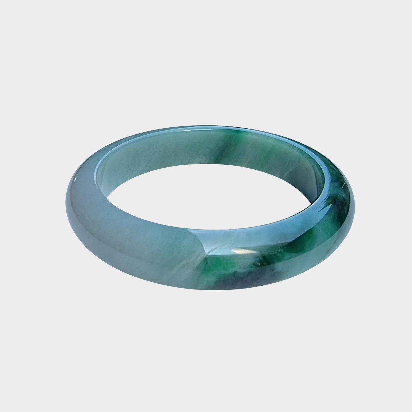 Green Jadeite Jade Bangle - 54mm Half Round