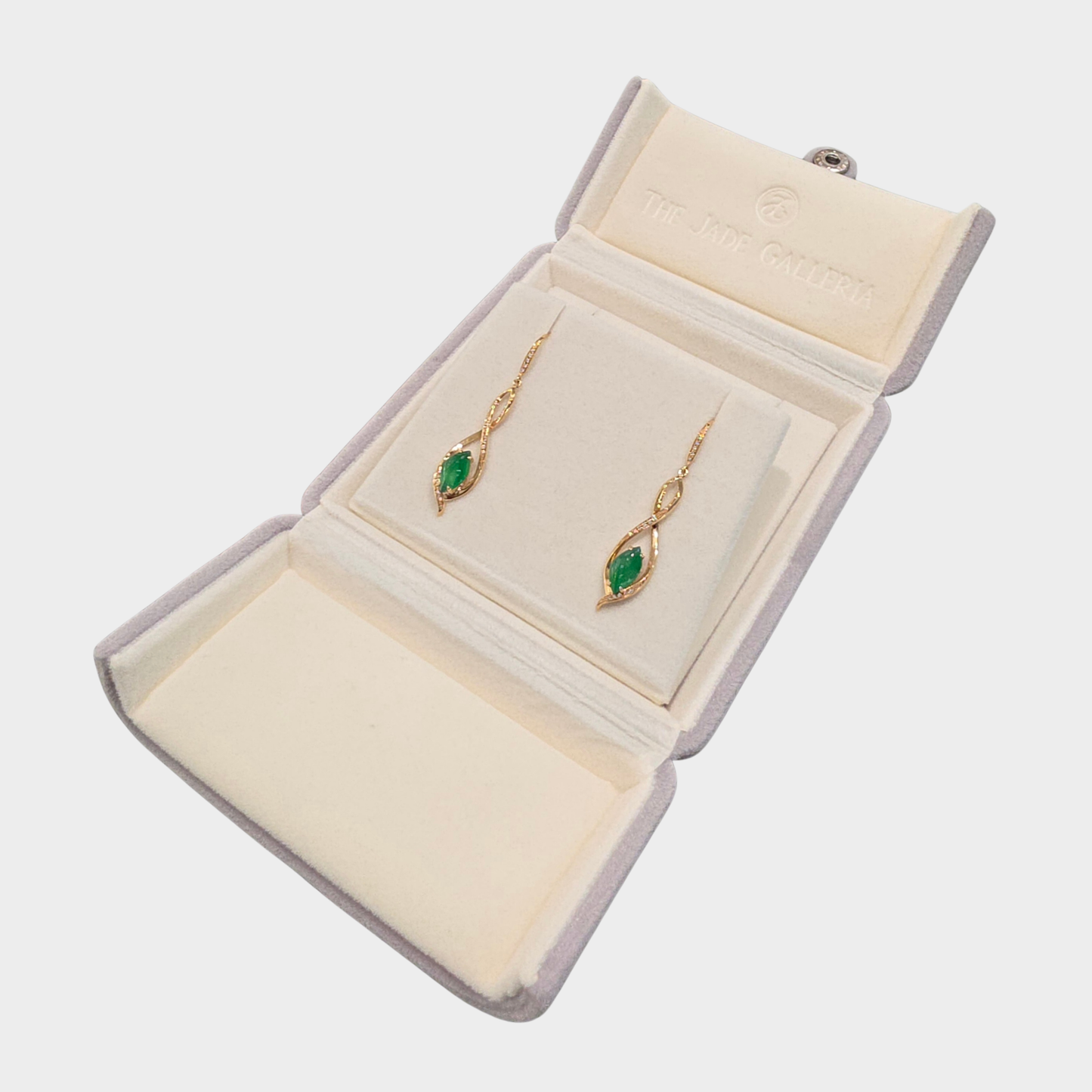 Apple Green Jadeite Jade Drop & Dangle Earrings in Yellow Gold with Diamonds