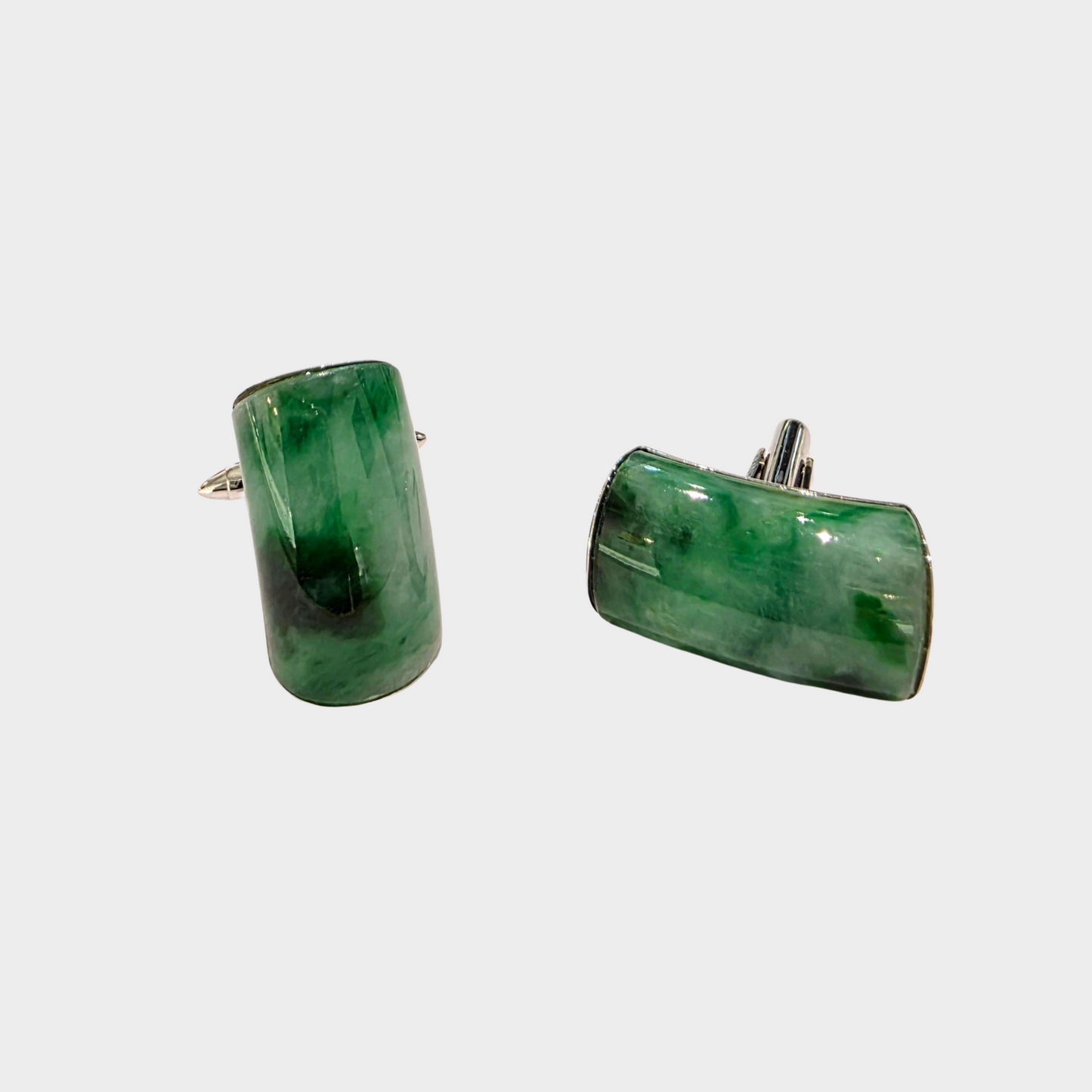 Jadeite Jade Cufflinks in White Gold