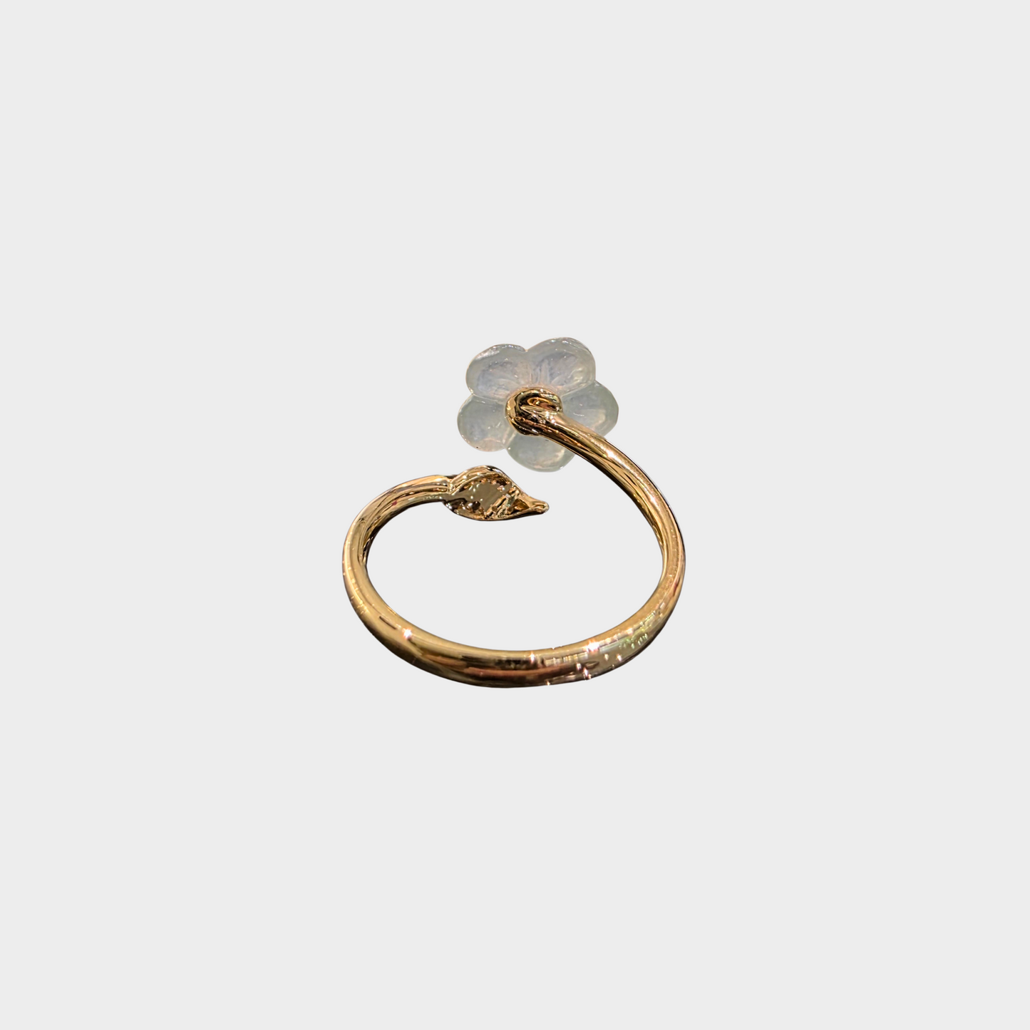 Icy "Peach Blossom" Jadeite Jade Ring in Yellow Gold with Diamonds